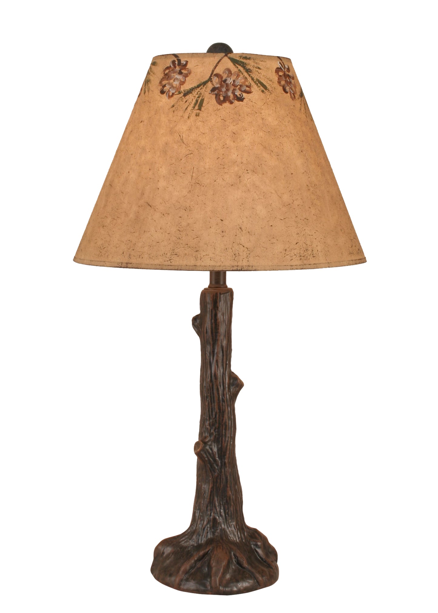 Rust Tree Trunk Table Lamp w/ Burnt Umber Pine Cone Shade