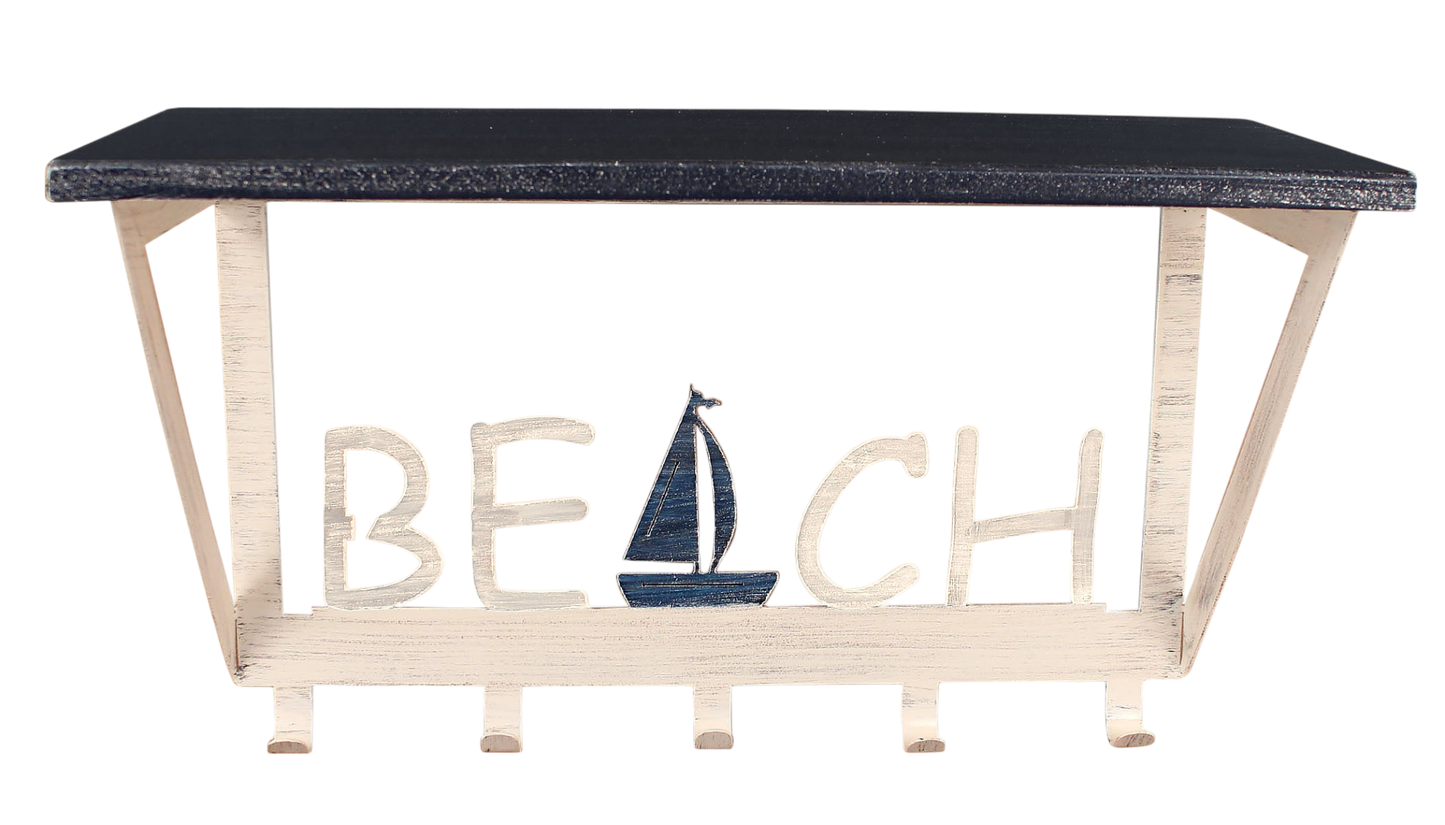 Nautical Beach Coat Rack with 11" Shelf