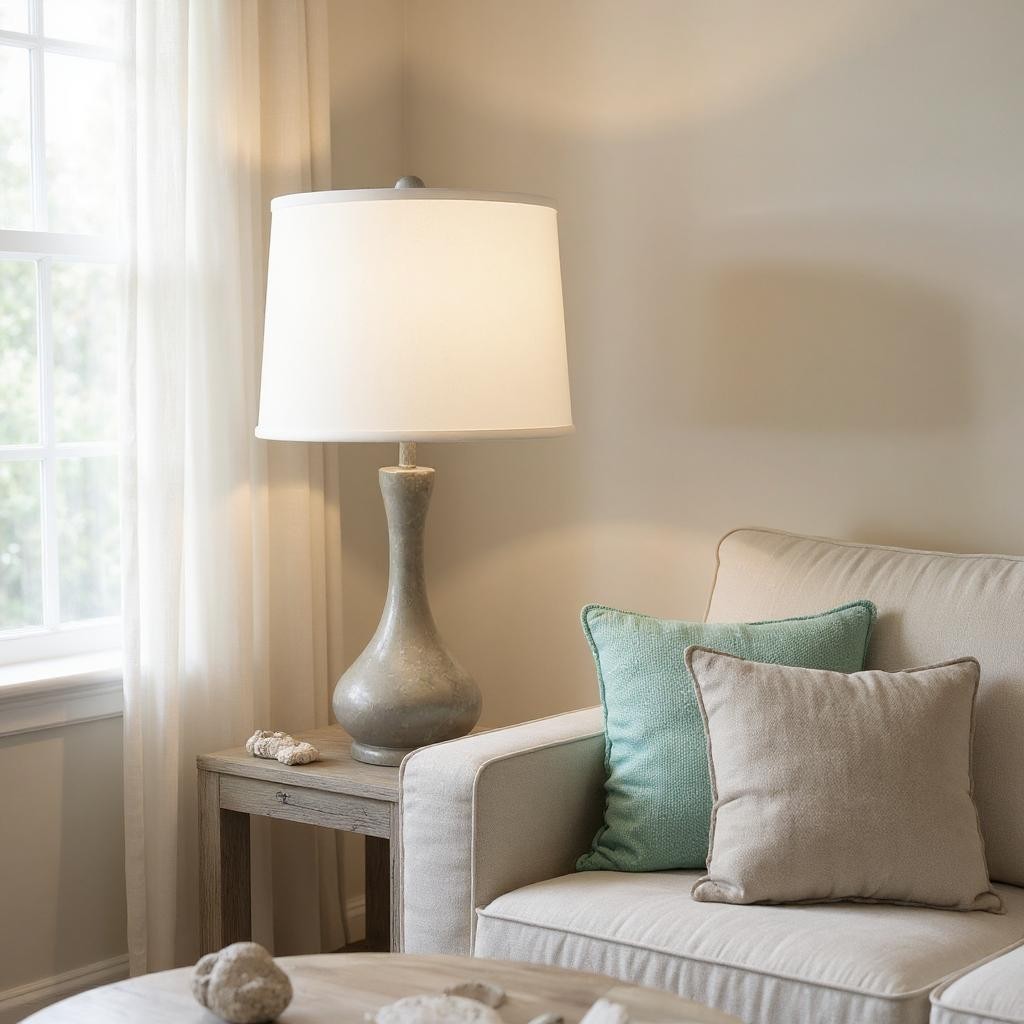 Moonlight Beach Sponged Smooth Genie Bottle Table Lamp