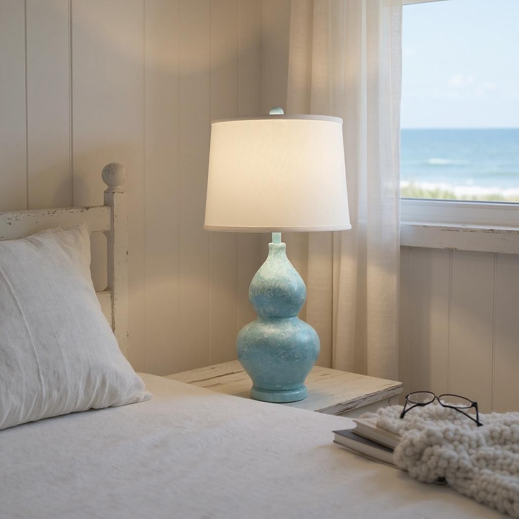 Atlantic Grey Sponged Large Sectioned Tear Drop Table Lamp