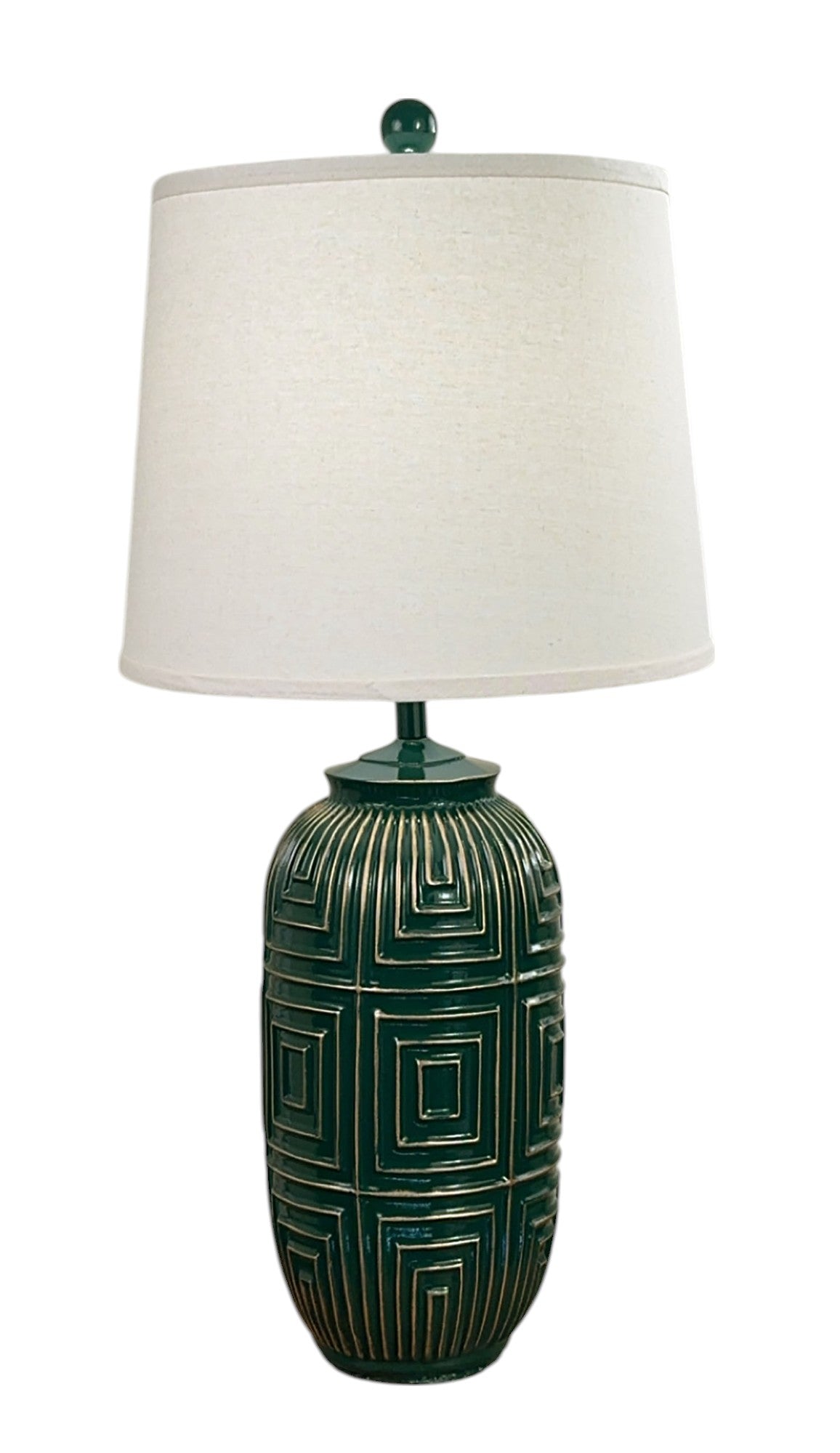 Emerald w/ Gold Accent Geometric Table Lamp