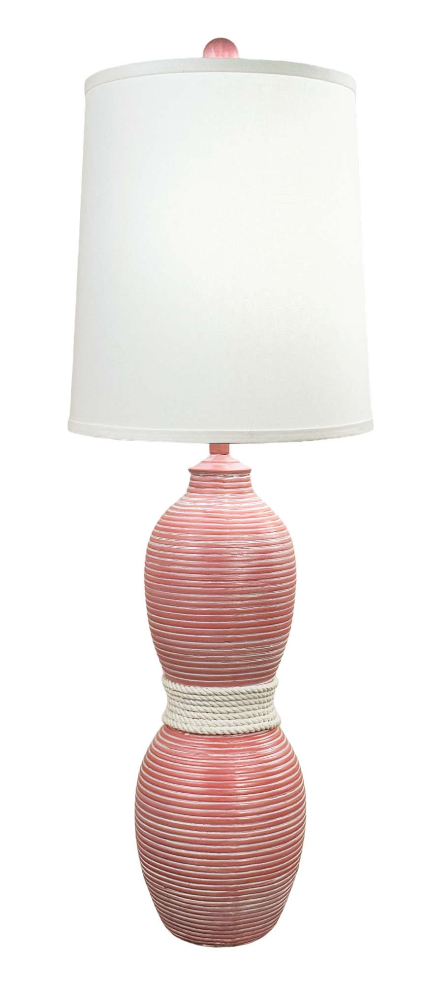 Coral Ribbed Bodice Pot w/ White Rope Accent