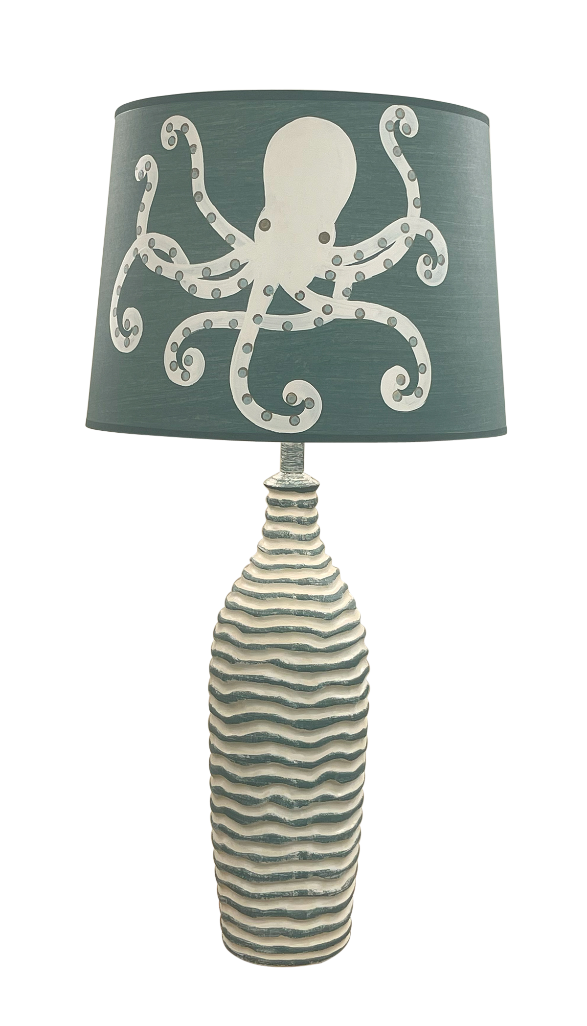 Weathered Ivory/Slate Tall Wavy Table Lamp w/ Octopus shade