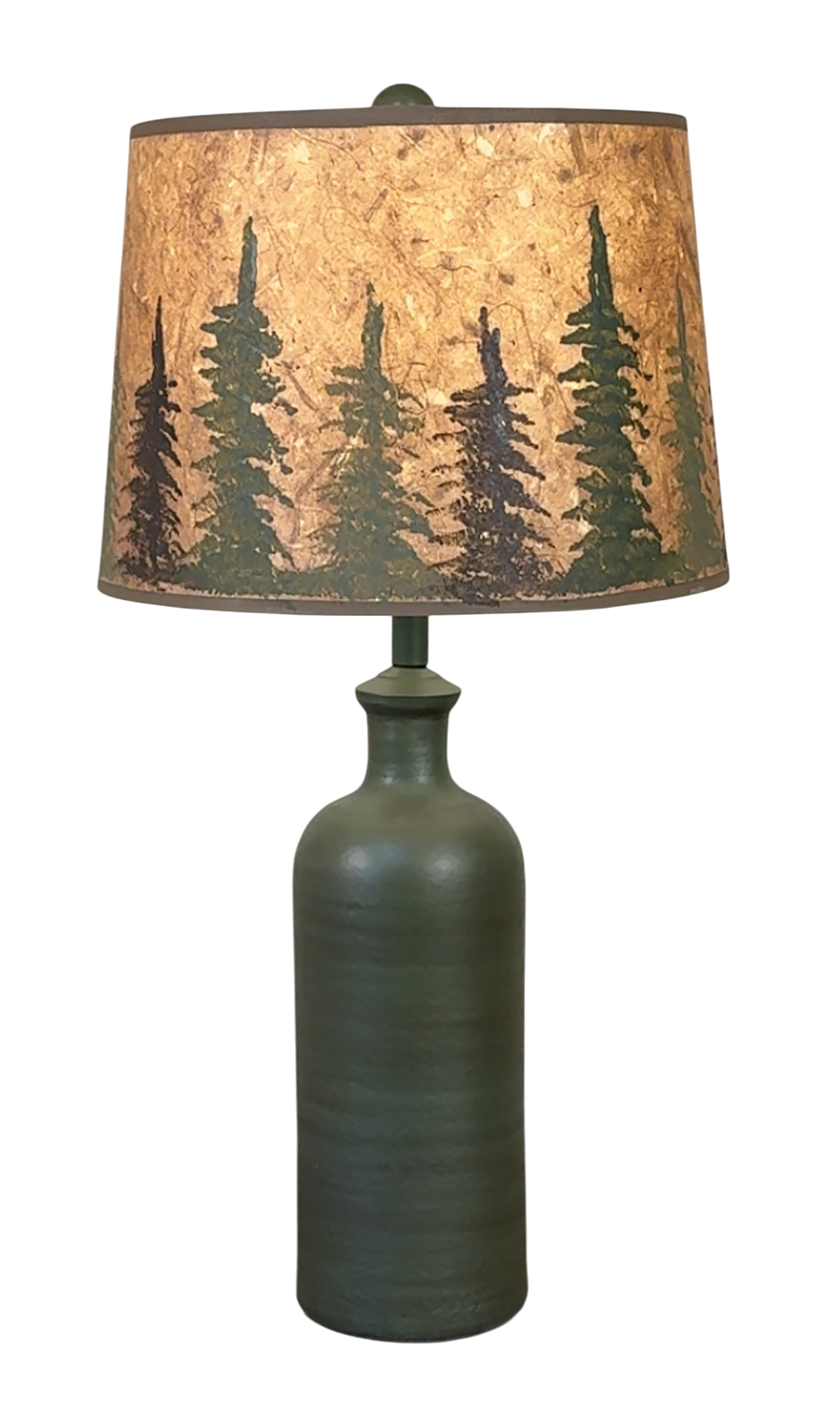 LEAF GLAZE JUG ACCENT LAMP WITH TREE GROVE SHADE