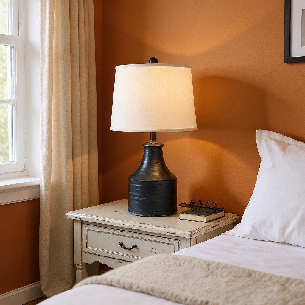 ONYX WIDE CLAY JUG TBALE LAMP