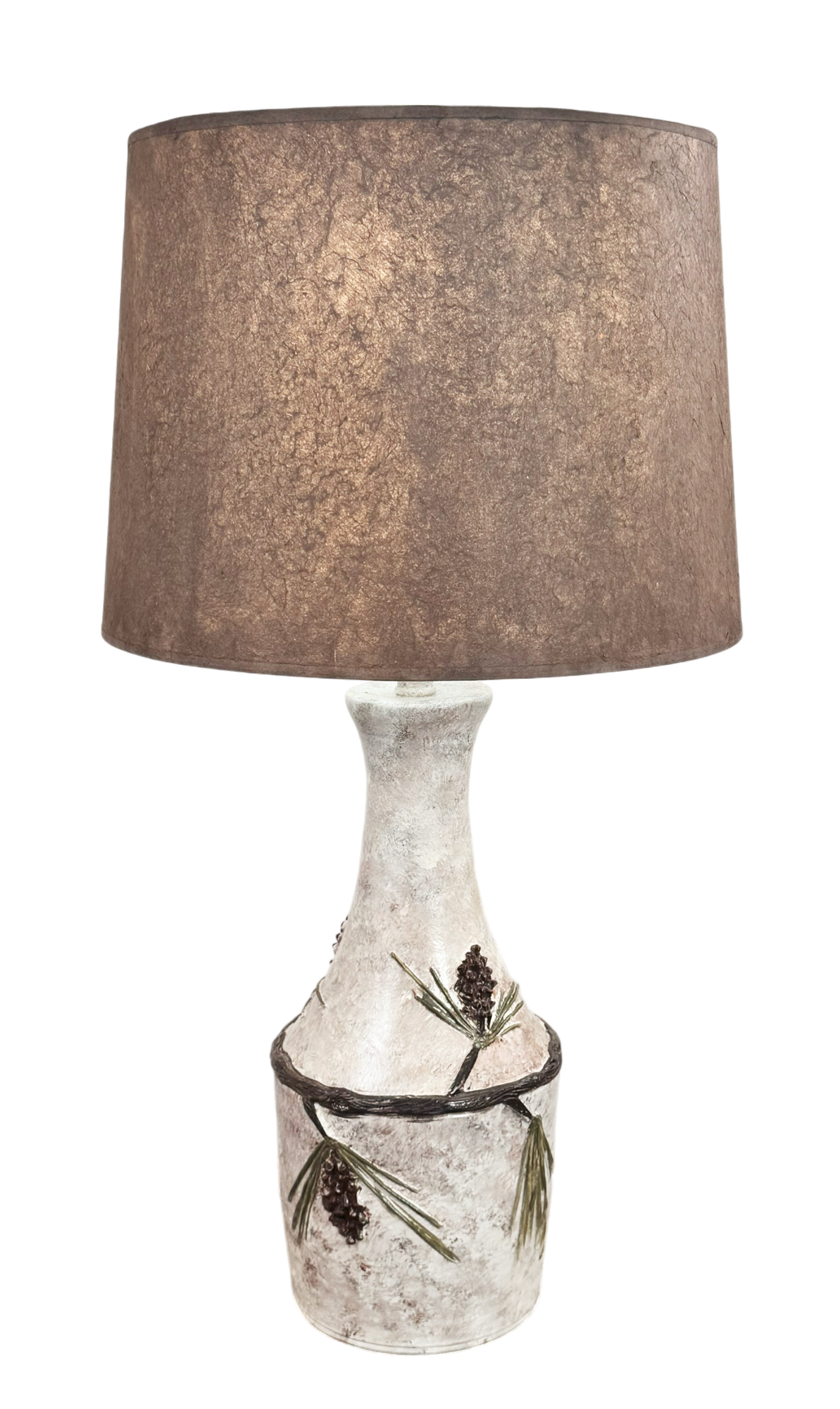 Winter Vase Table Lamp with Pine Cone Accent