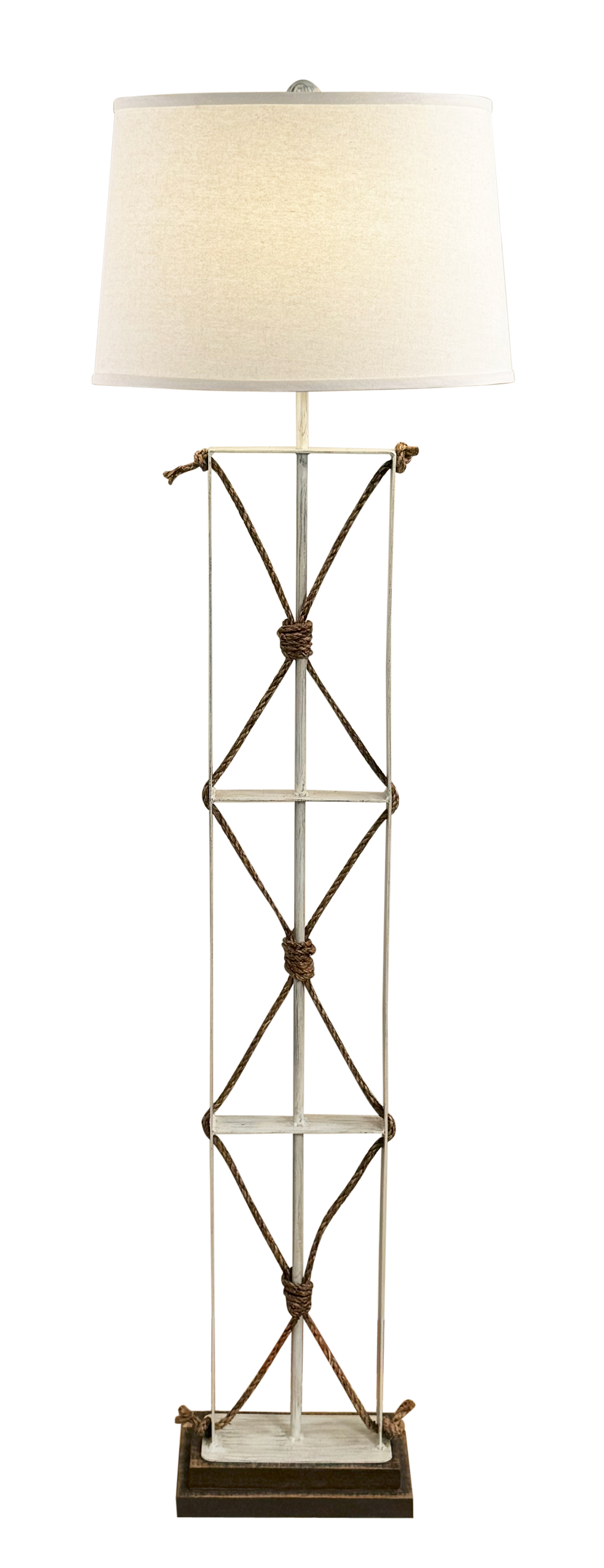Iron/Rope Floor Lamp w/ Rough Sawn Base