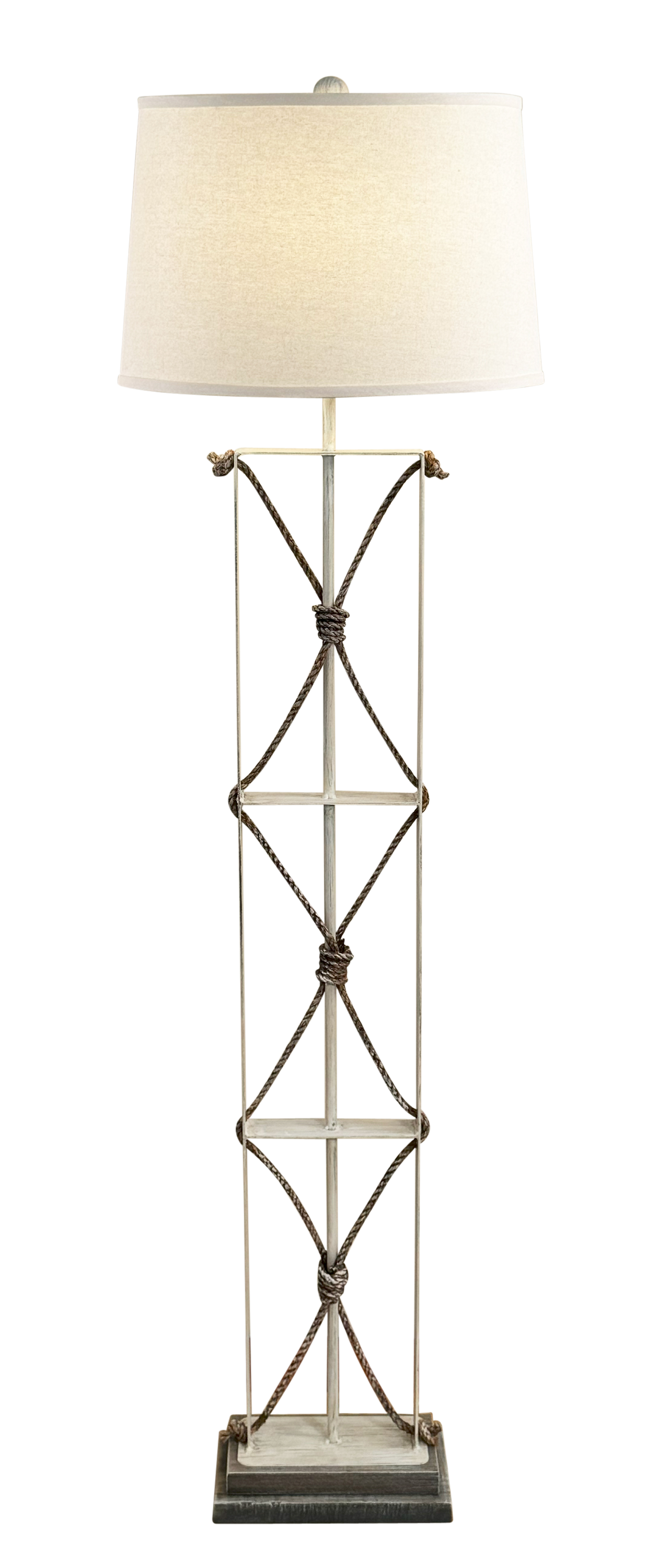 Iron/Weathered Rope Floor Lamp w/ Grey Rough Sawn Base