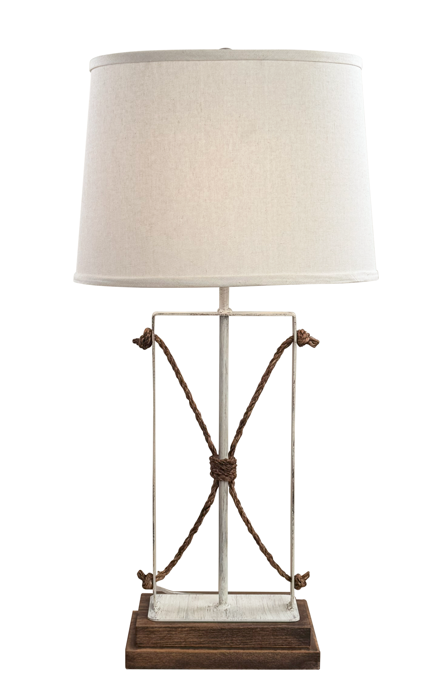 Iron/Rope Table Lamp w/ Rough Sawn Base