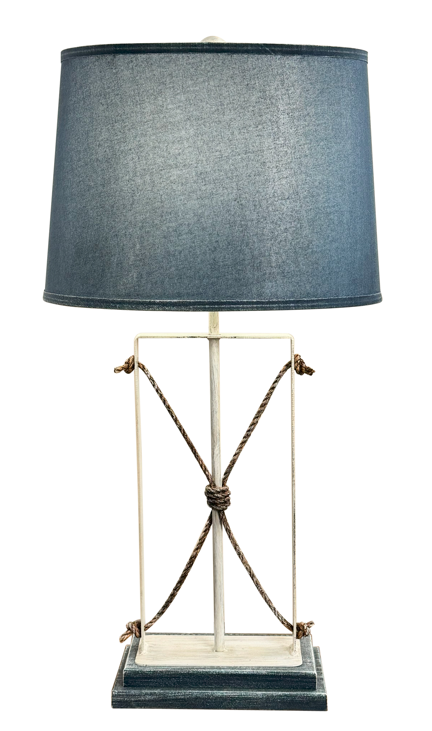 Iron/Rope Table Lamp w/ Navy Base