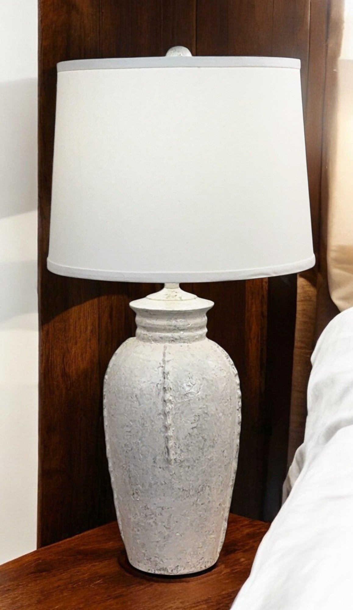 Limestone Ginger Jar with Ribbed Neck and Spine Accent Table Lamp