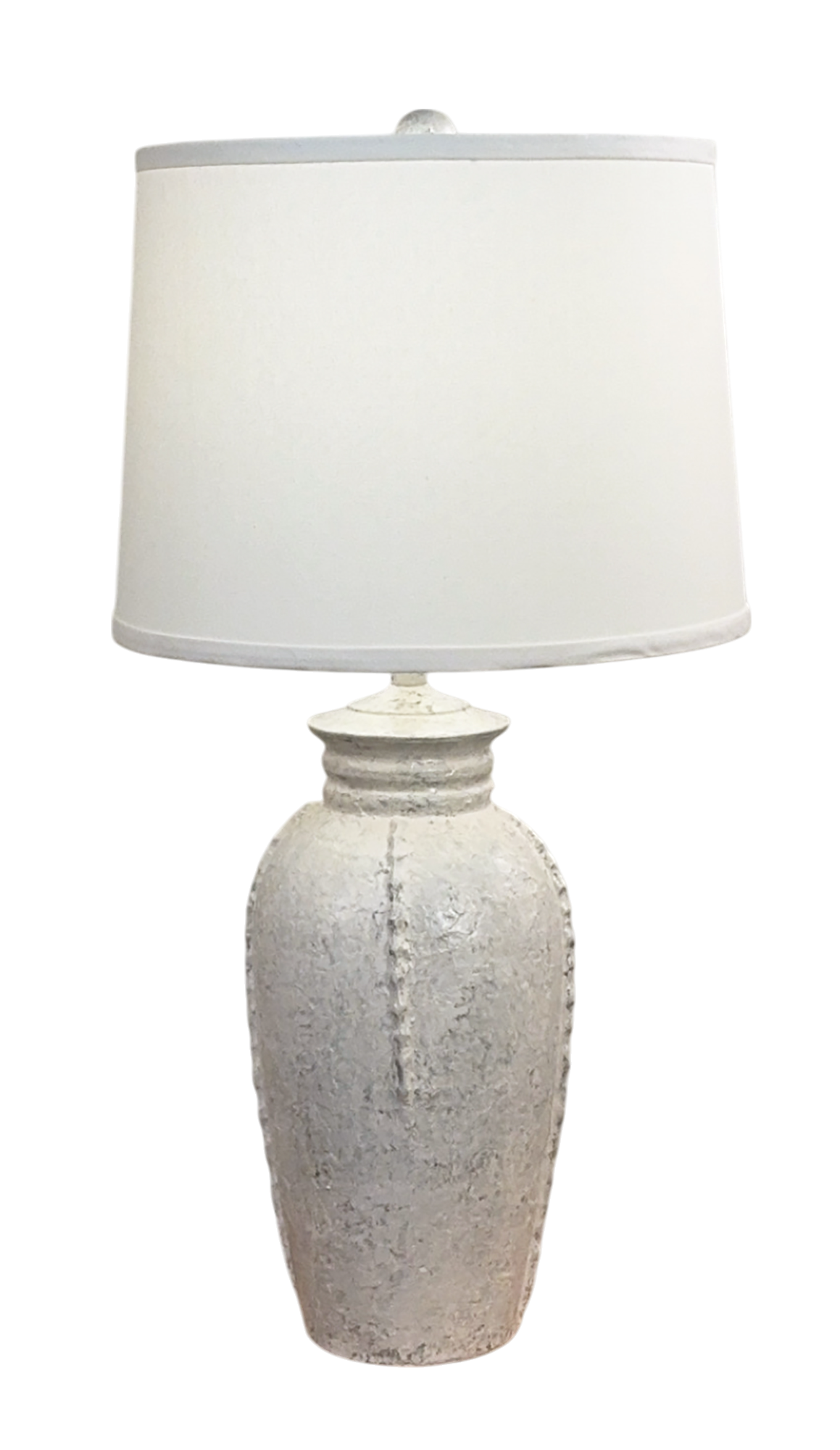Limestone Ginger Jar with Ribbed Neck and Spine Accent Table Lamp