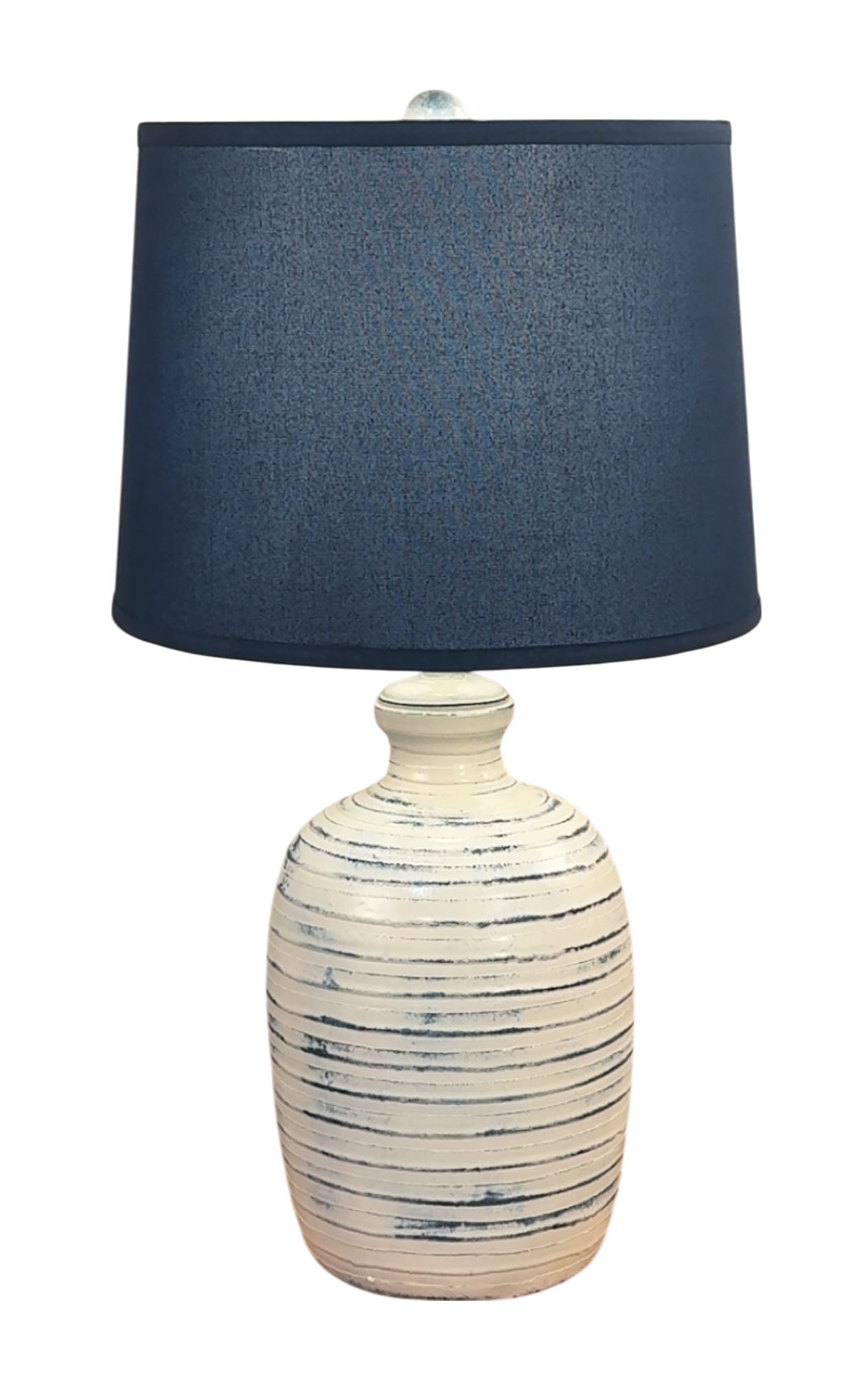 Farmhouse Navy Bee Hive Table Lamp w/ Navy Shade