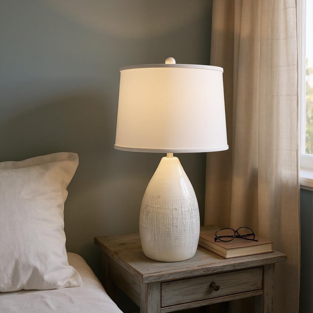 NUDE/SISAL TEXTURED TEAR DROP TABLE LAMP