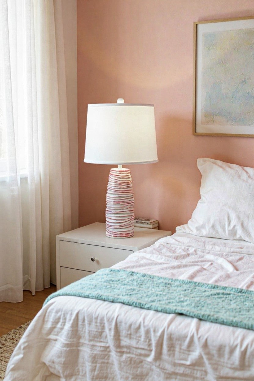 Nude/Bright Coral Wave Table Lamp
