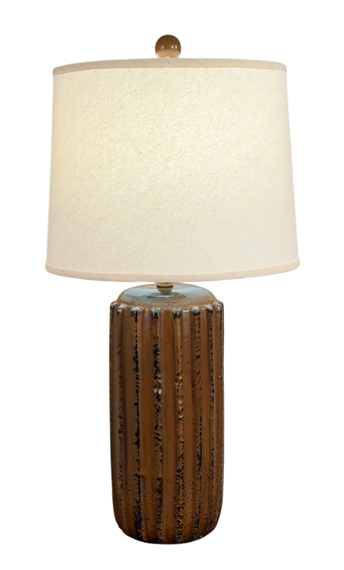 Distressed Camel Column Table Lamp