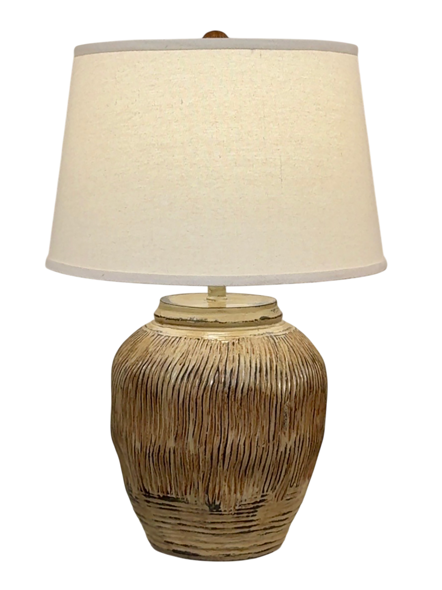 Rustic Short Round Wavy Vase Table Lamp