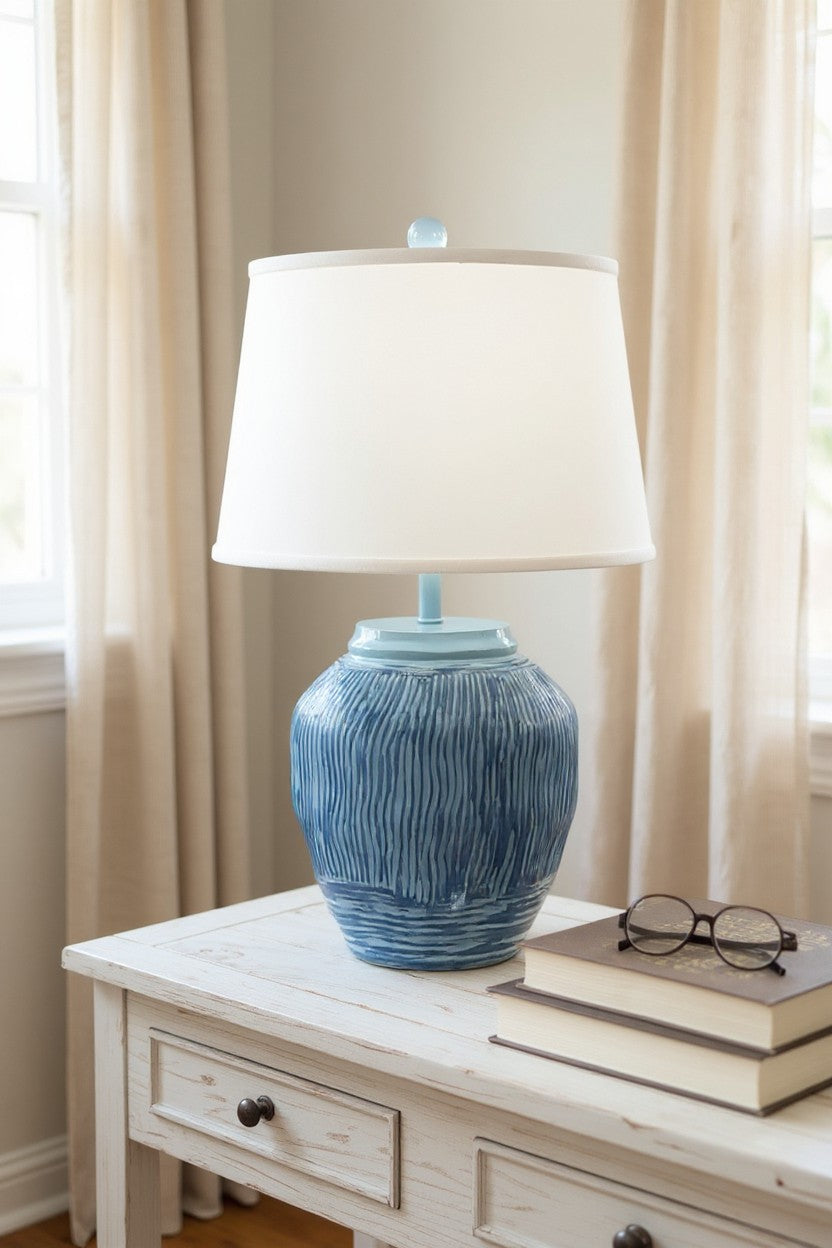 Tidal Wave Short Round Wavy Vase Table Lamp