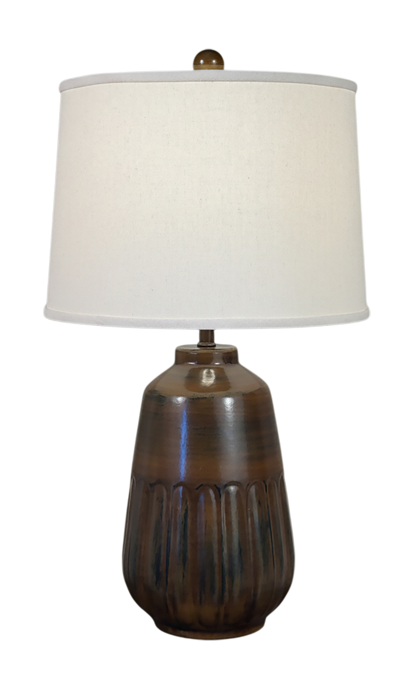 Distressed Camel Fluted Base Table Lamp - Coast Lamp Shop