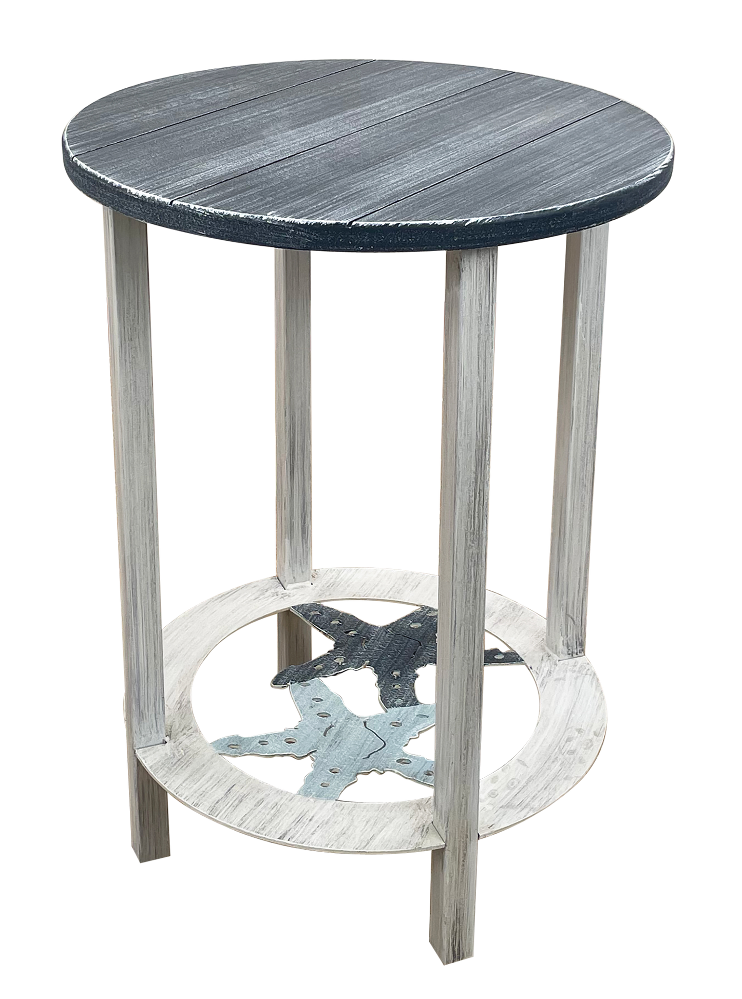 Cottage/Nautical Round End Table with Starfish Accent