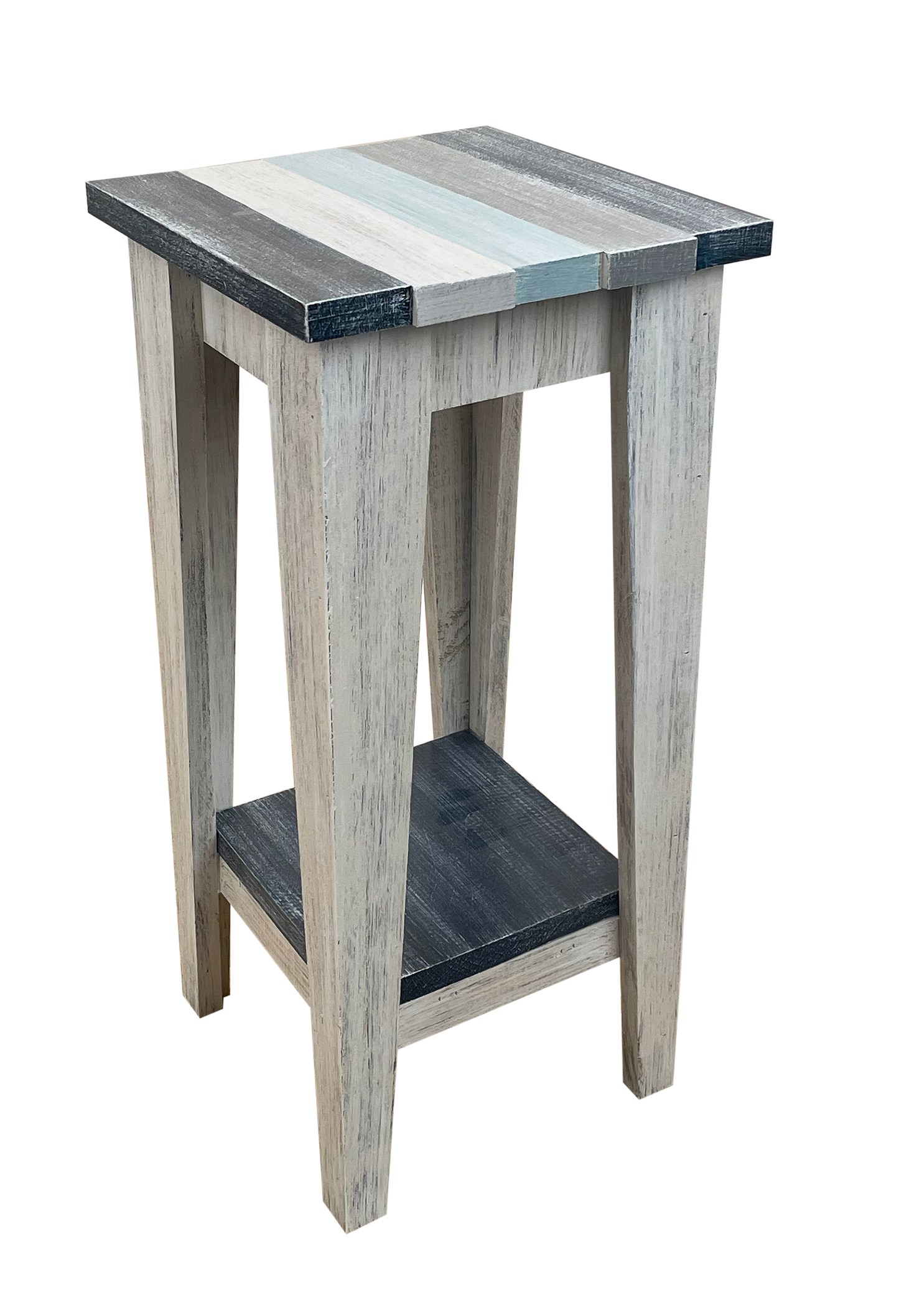 Cottage/Nautical Tapered Leg Wood Drink Table w/Shelf - Coast Lamp Shop