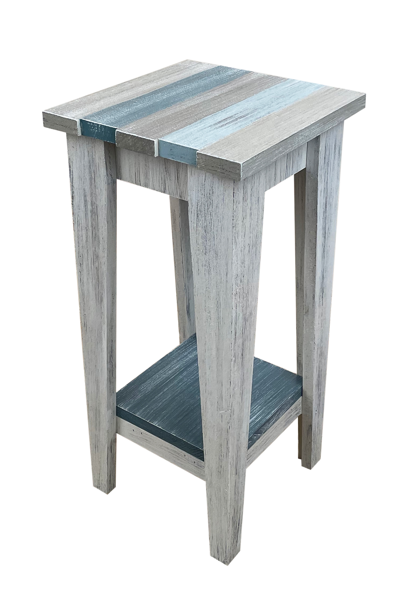 Cottage/Tide Tapered Leg Wood Drink Table w/Shelf