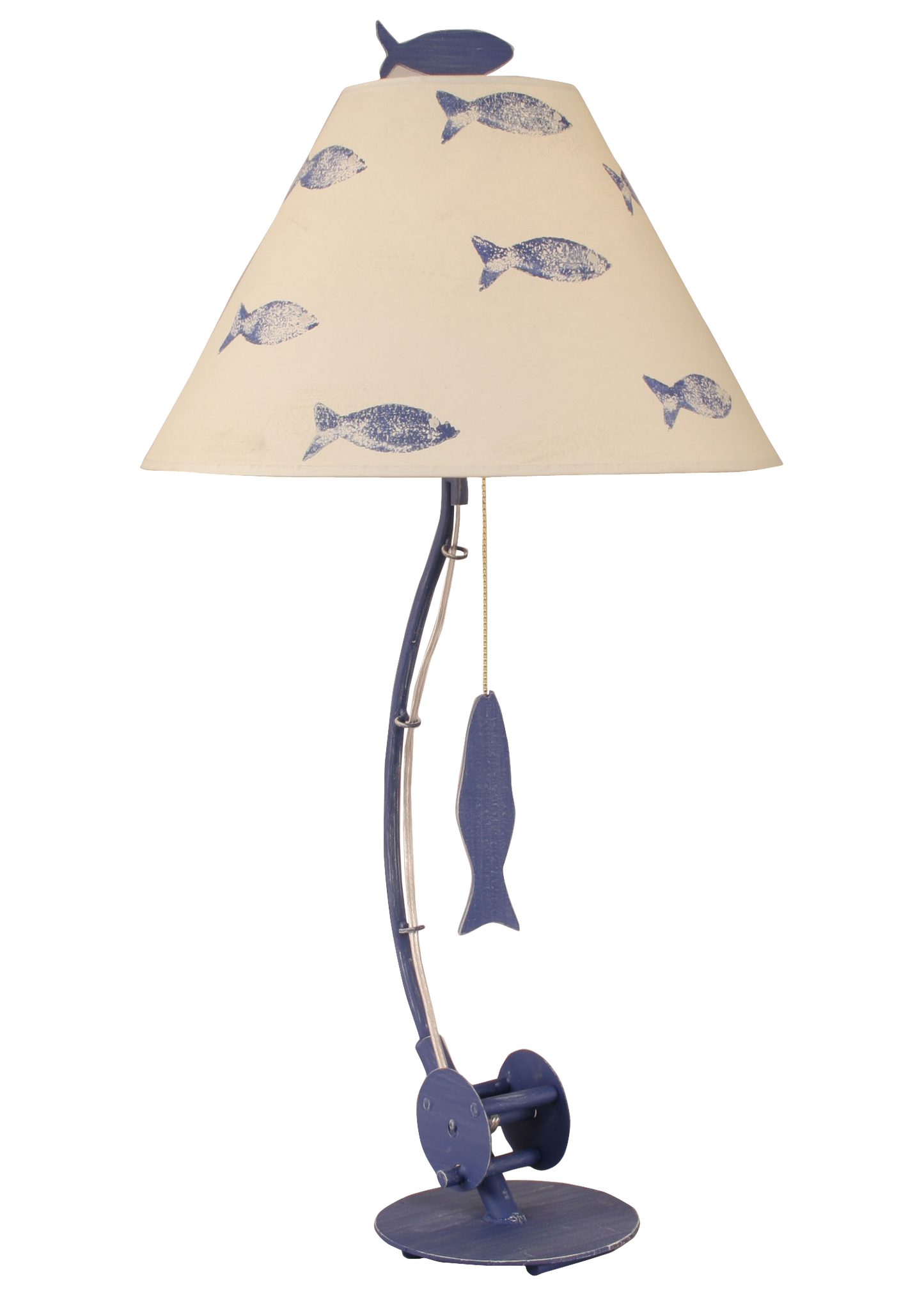 Weathered Morning Jewel Sea Fishing Pole Table Lamp w/ School of Fish Shade - Coast Lamp Shop