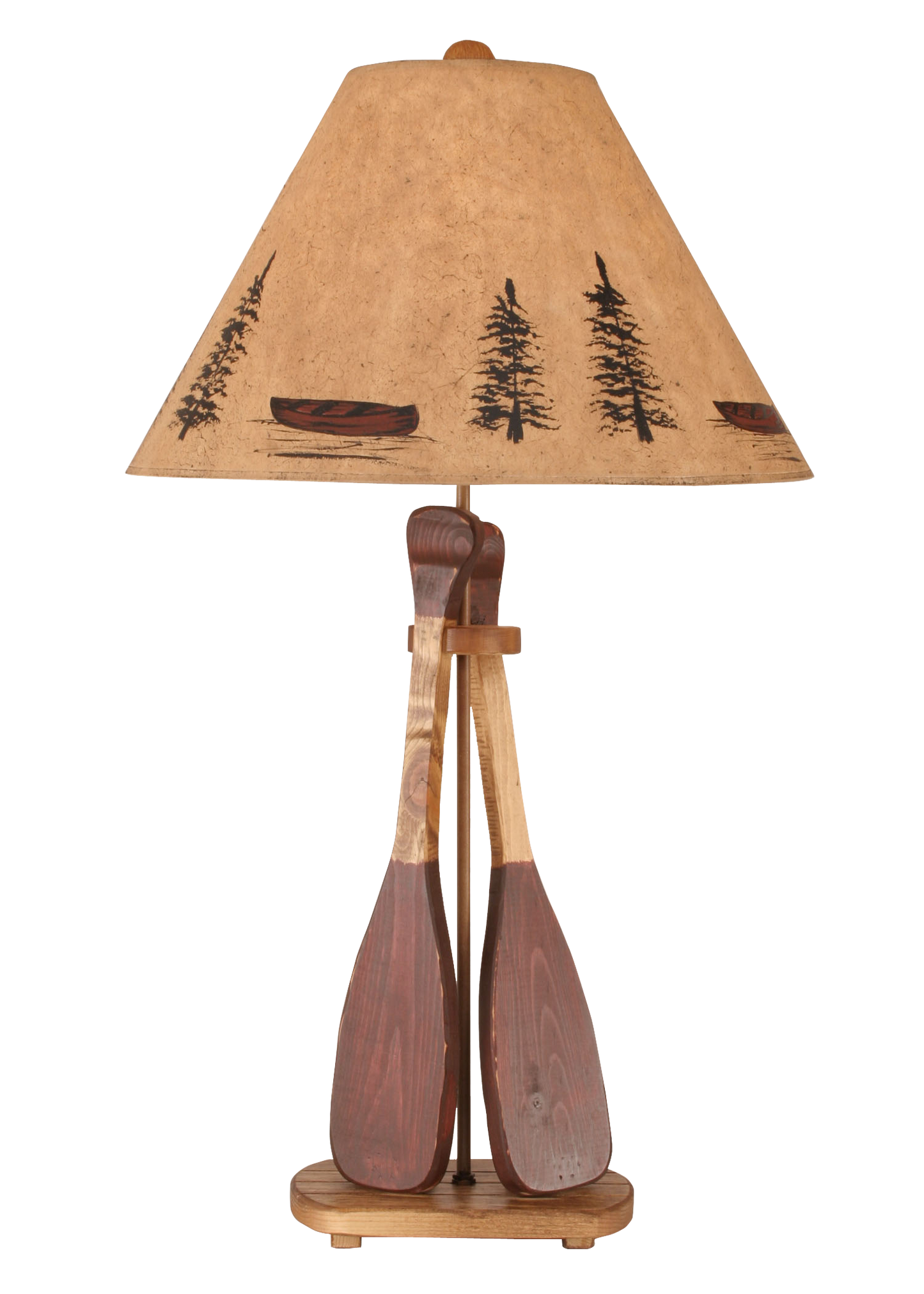 Stain/Red 2 Paddle Table Lamp - Coast Lamp Shop