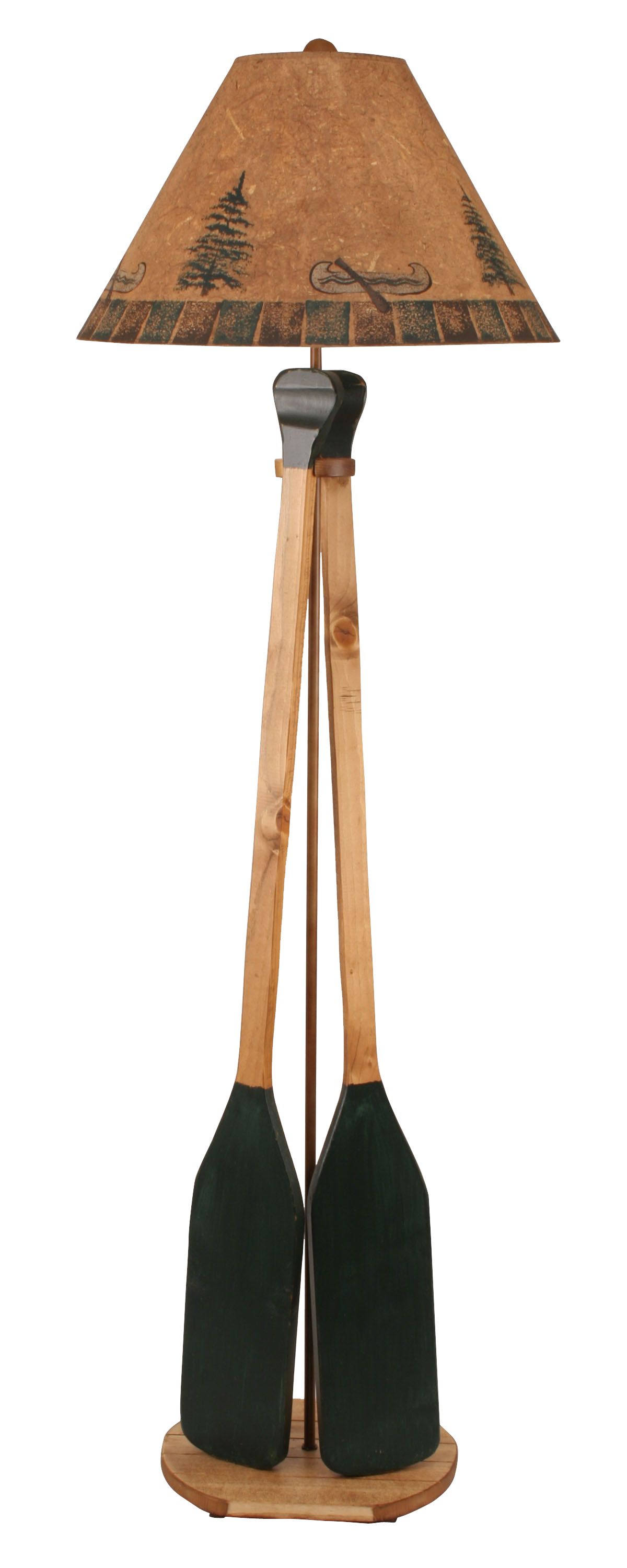 Stain/Green 2 Paddle Floor Lamp - Coast Lamp Shop