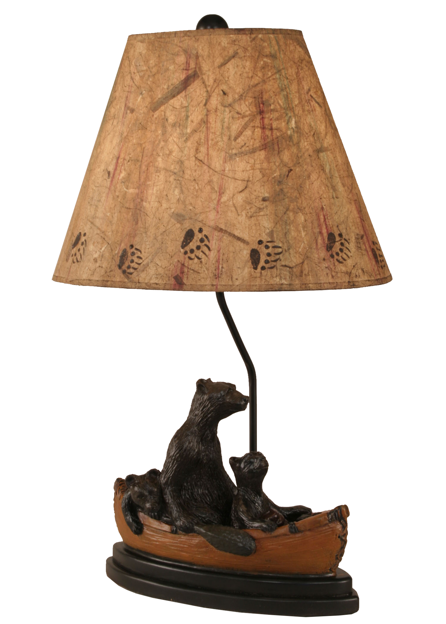 Kodiak w/Honey Accent Bear Family In Canoe Table Lamp - Coast Lamp Shop