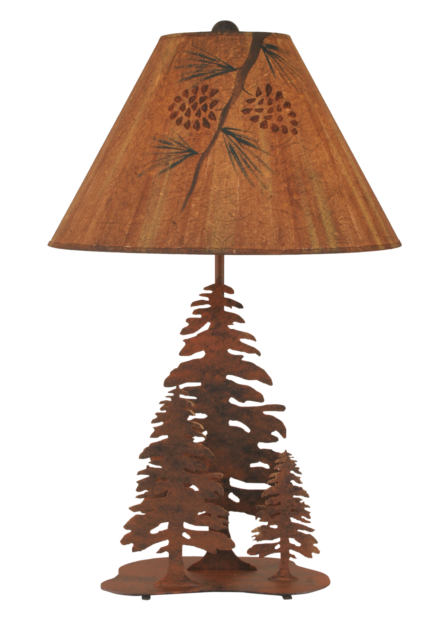 Rust 3 Tree Table Lamp w/ Pine Branch Shade - Coast Lamp Shop