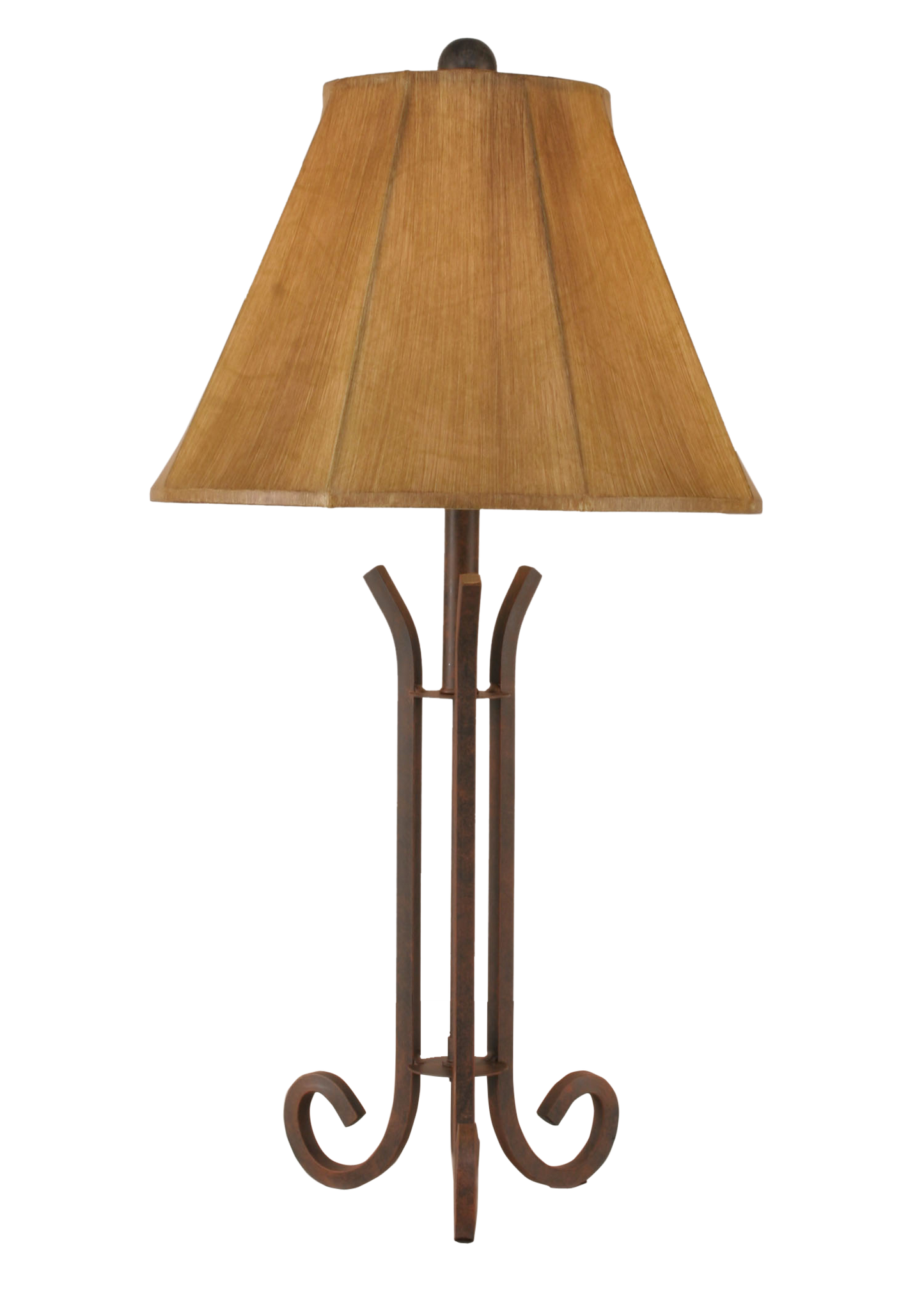Rust Iron 3 Footed Accent Lamp w/ Faux Leather Shade - Coast Lamp Shop