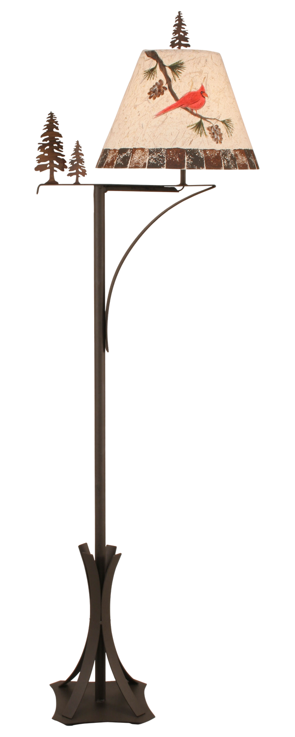 Charred Arm 2 Tree Floor Lamp w/ Cardinal Shade - Coast Lamp Shop