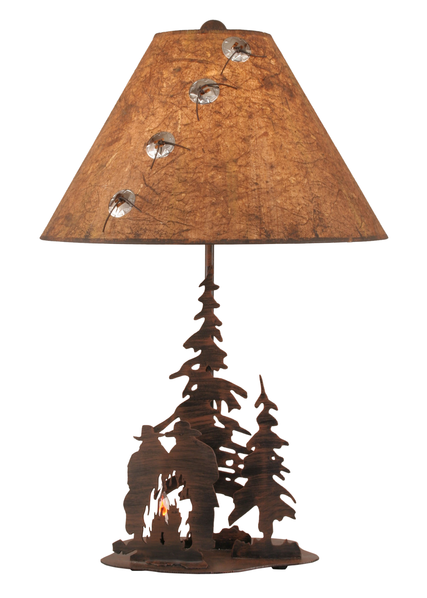 Rust Streak Cowboys Around Campfire Table Lamp w/ Night Light