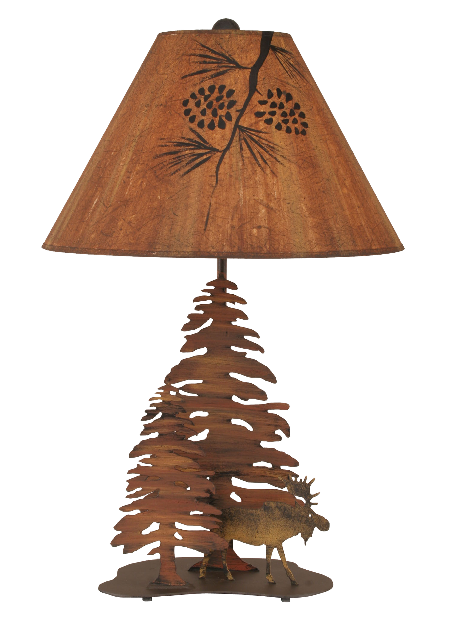 Charred 2 Pine and Moose Table Lamp - Coast Lamp Shop