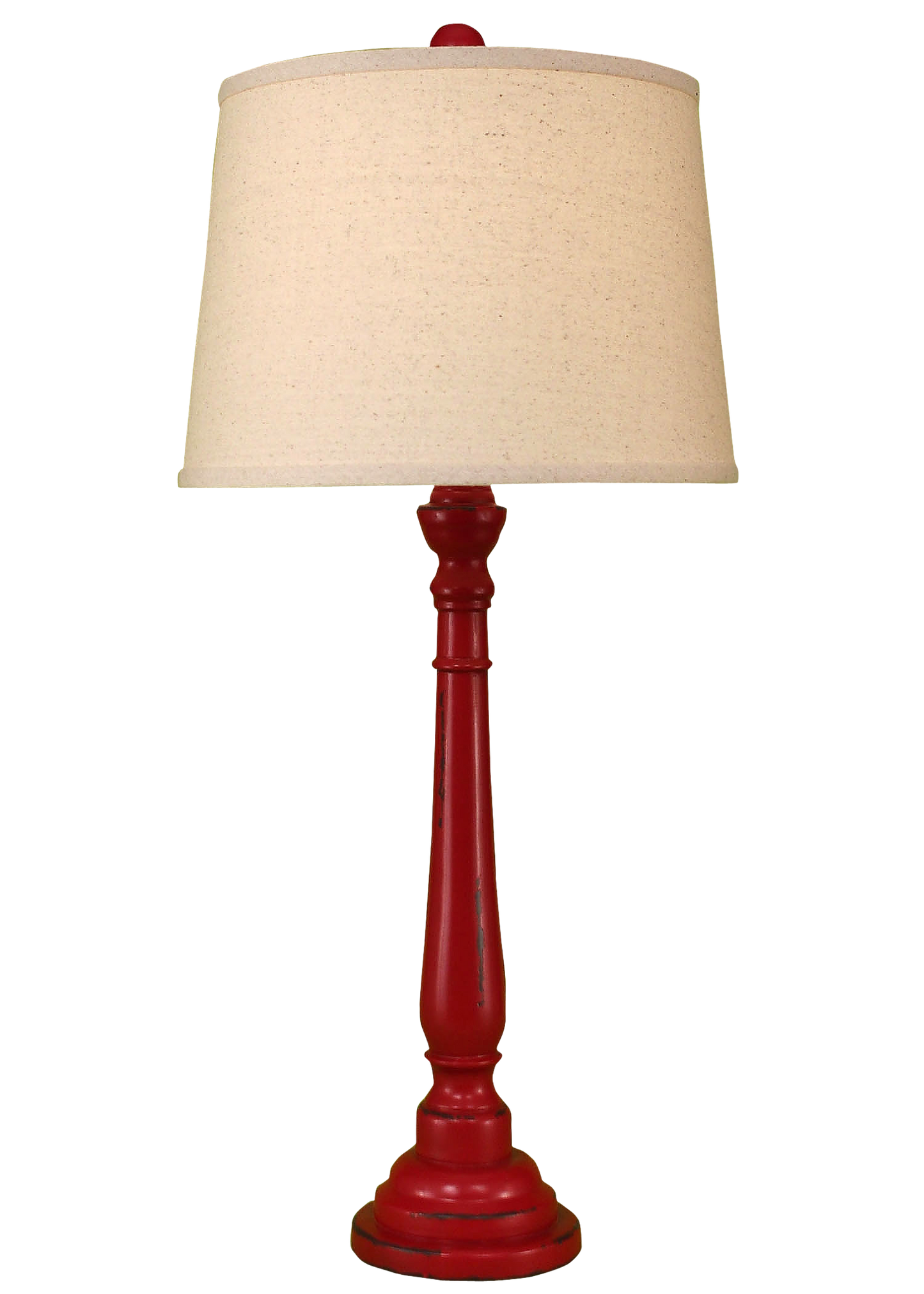 Distressed Brick Red Round Buffet Lamp - Coast Lamp Shop