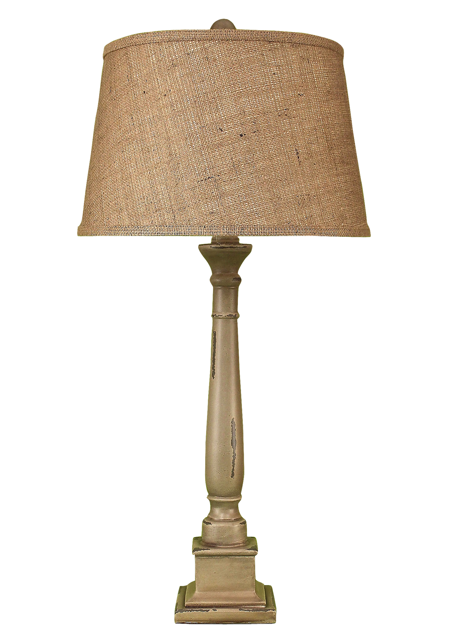 Distressed Grey Square Candlestick Table Lamp - Coast Lamp Shop