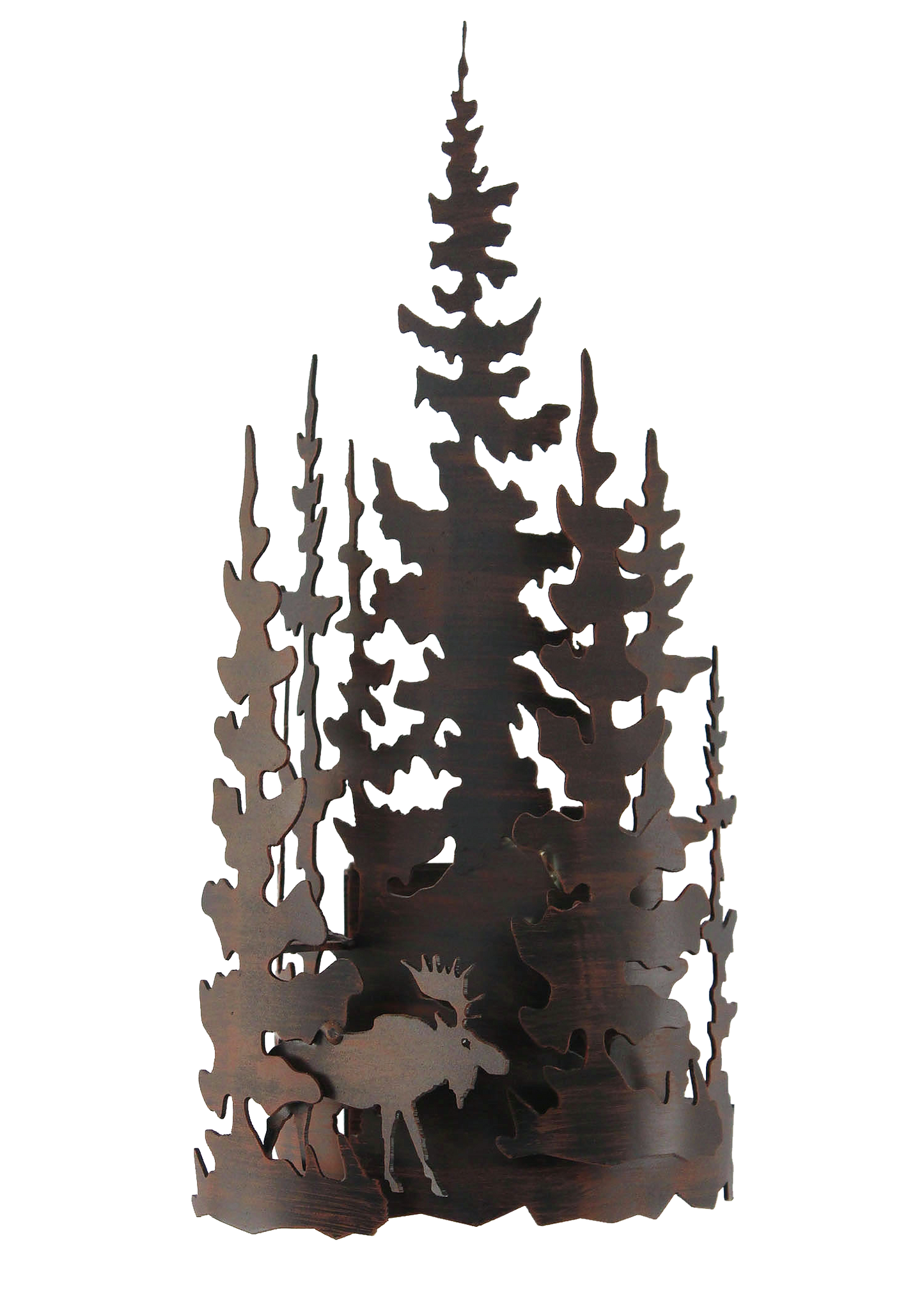 Burnt Sienna Iron Moose and Tree Wall Sconce - Coast Lamp Shop