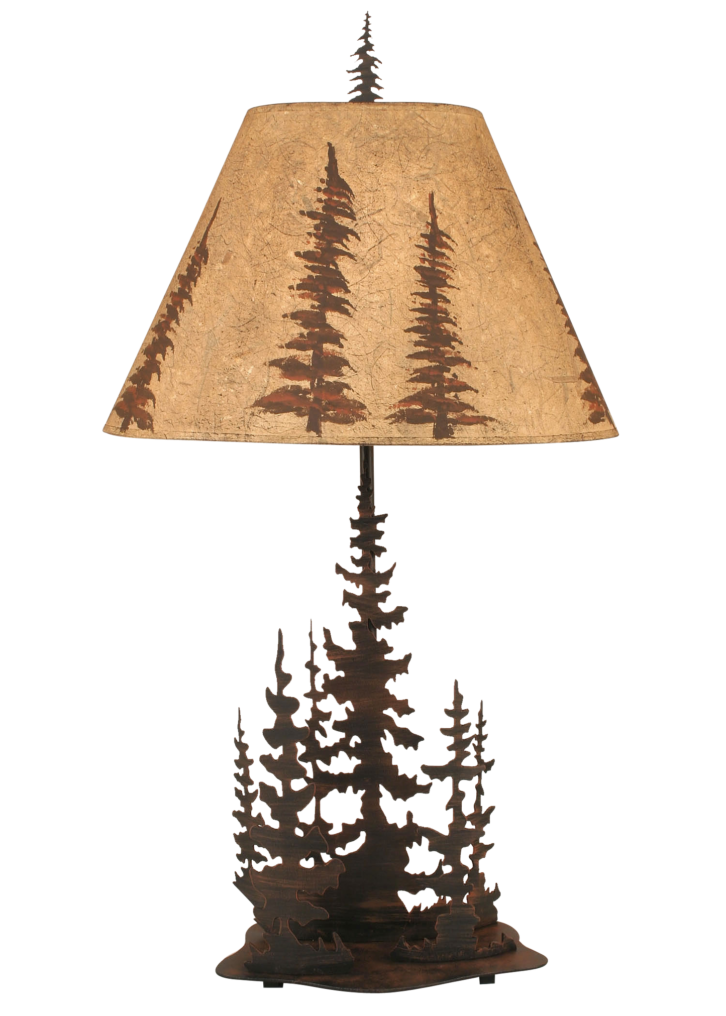 Burnt Sienna Feather Tree Scene Table Lamp - Coast Lamp Shop