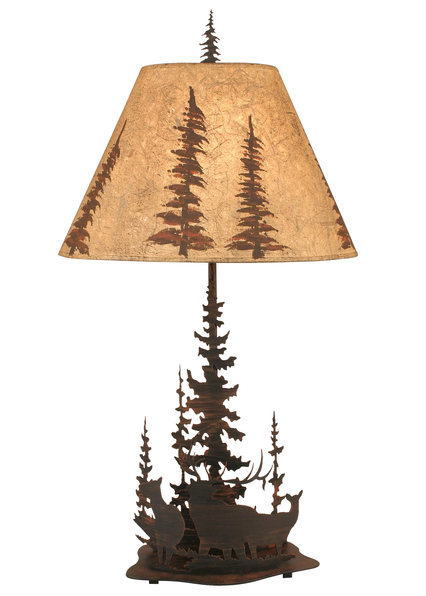Burnt Sienna Feather Tree/Elk Table Lamp - Coast Lamp Shop