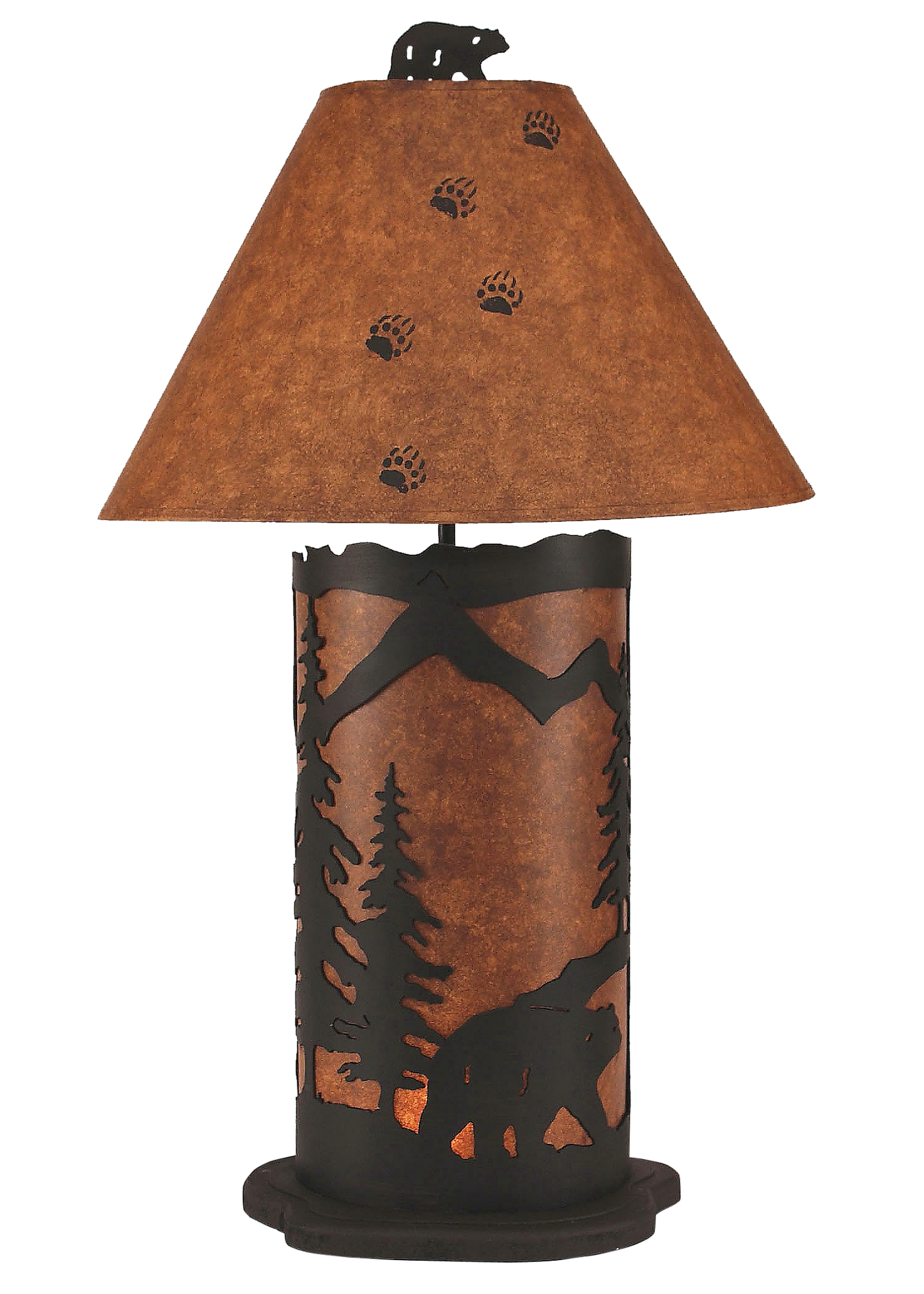Kodiak Large Bear Scene Table Lamp w/ Night Light - Coast Lamp Shop