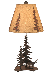 Burnt Sienna 2 Tree and Deer Accent Lamp - Coast Lamp Shop