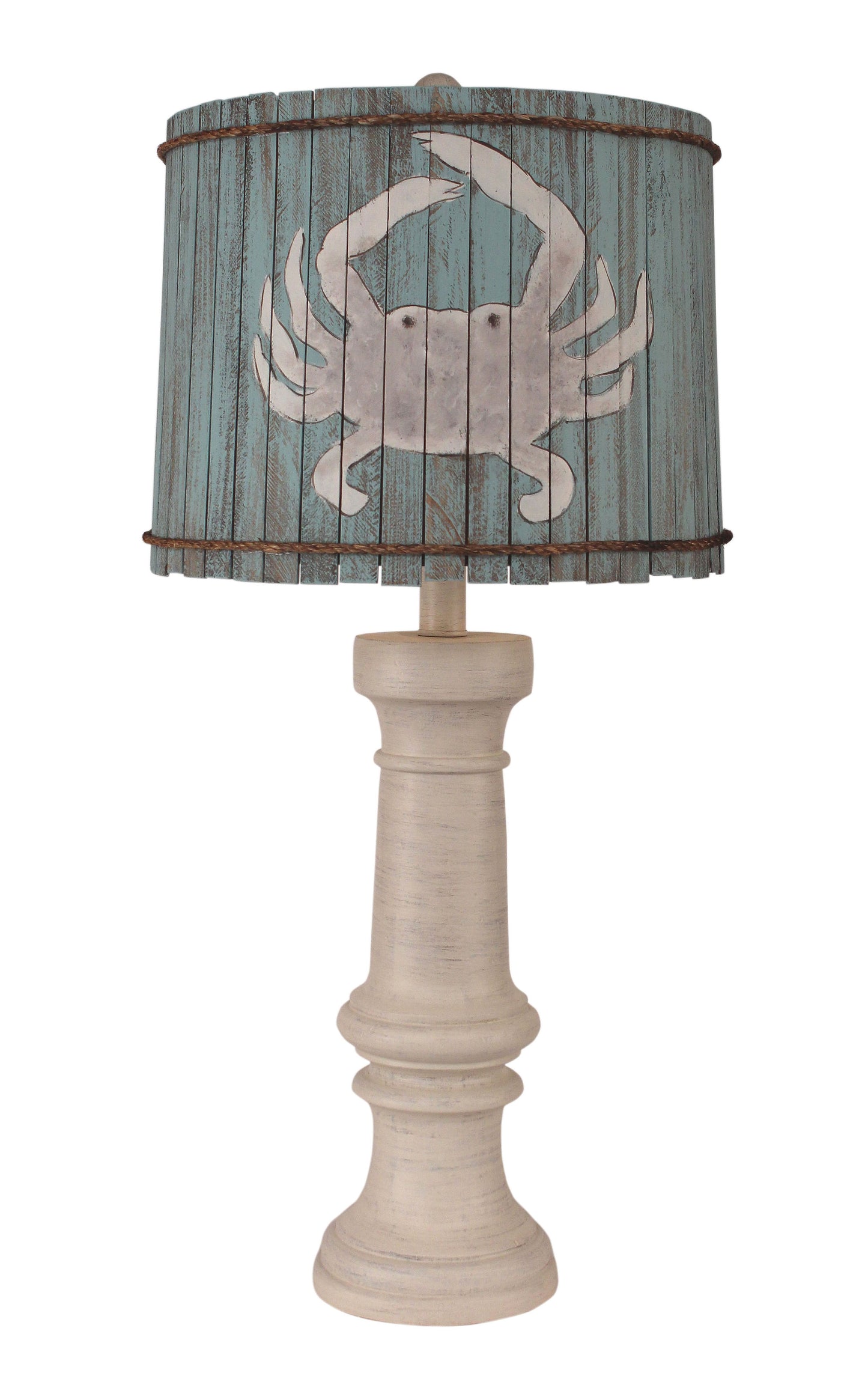 Cottage Chunky Casual Table Lamp w/ Atlantic Grey Crab Shade - Coast Lamp Shop