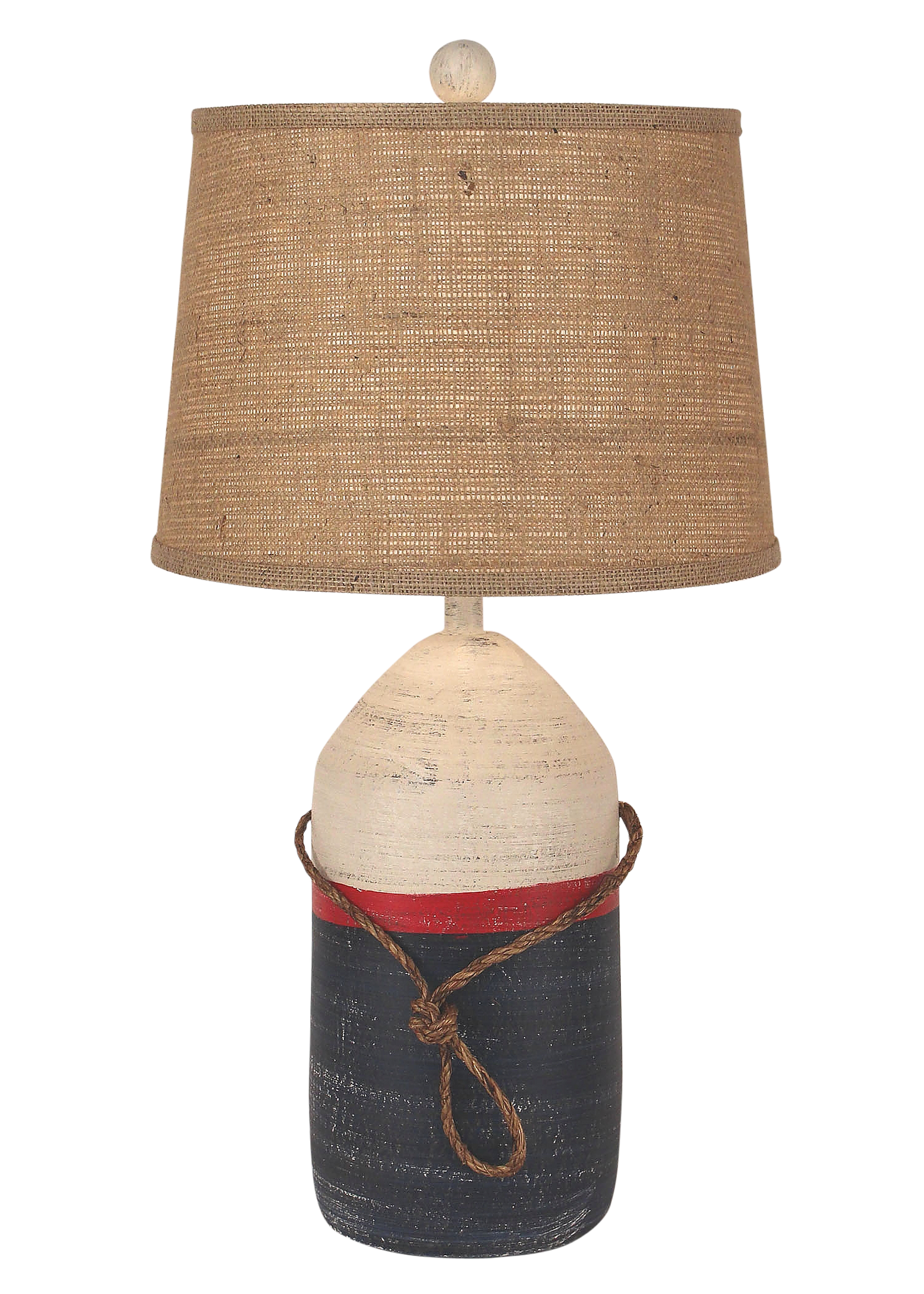 Cottage/Primary Large Buoy w/ Rope Accent - Coast Lamp Shop