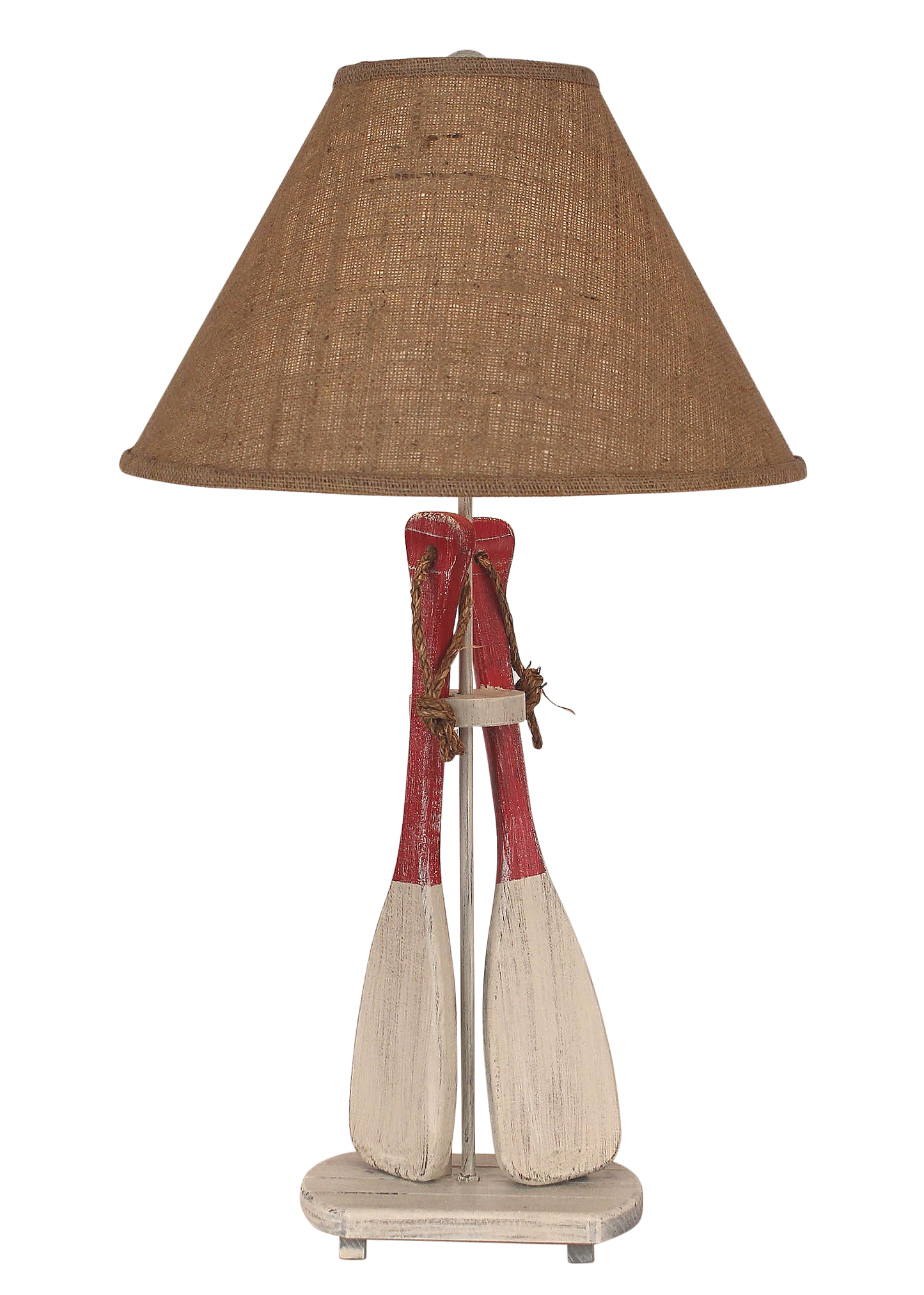 Cottage/Red 2-Paddles w/ Rope Table Lamp - Coast Lamp Shop