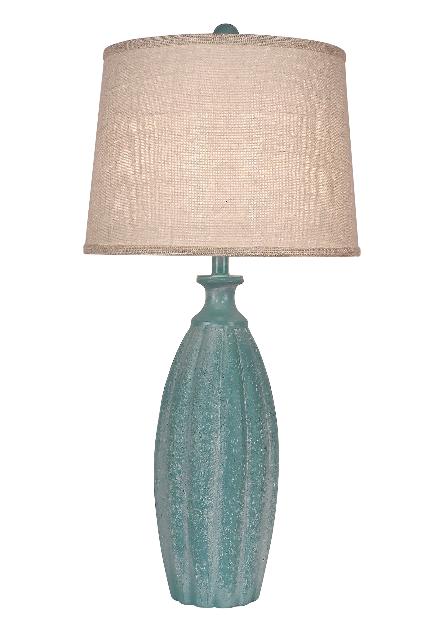 Turquoise Sea White Wash Fluted Table Lamp - Coast Lamp Shop