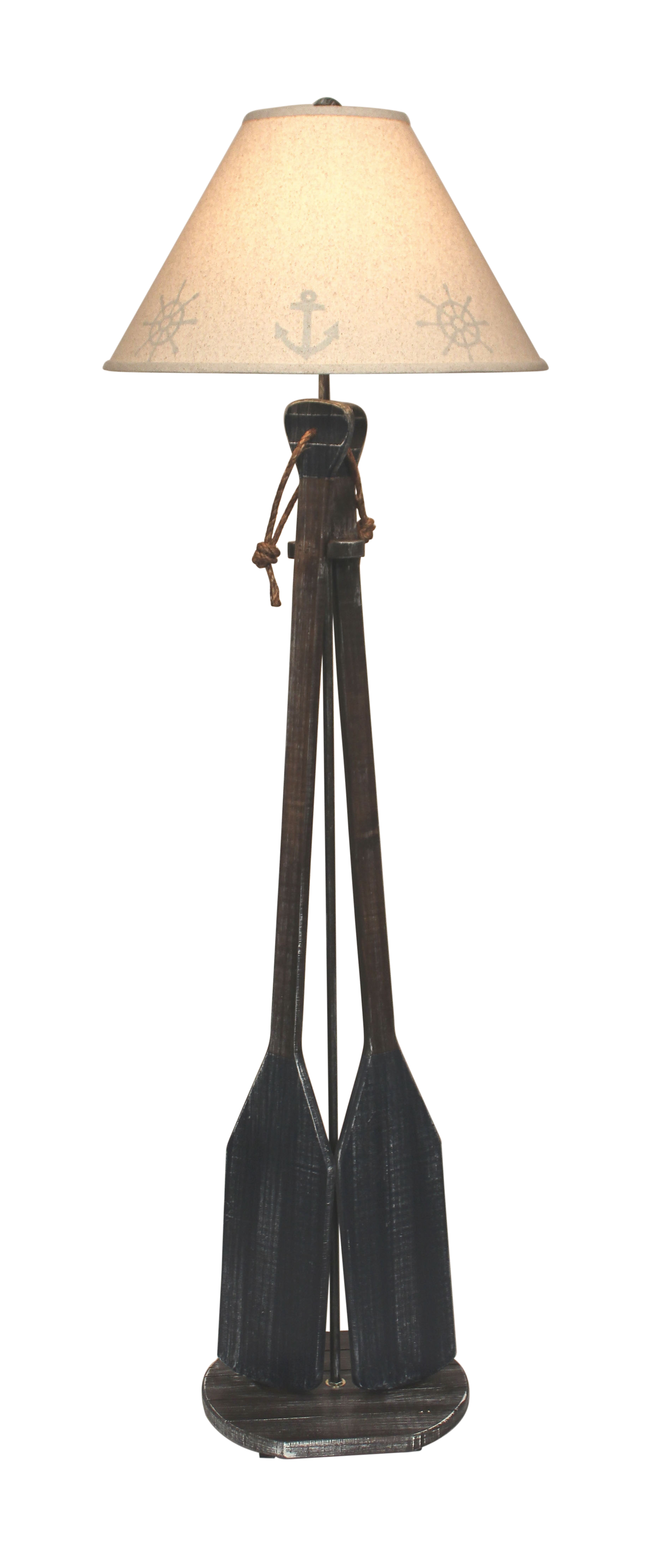 Walnut/Navy 2-Paddles w/Rope Handles Floor Lamp - Coast Lamp Shop