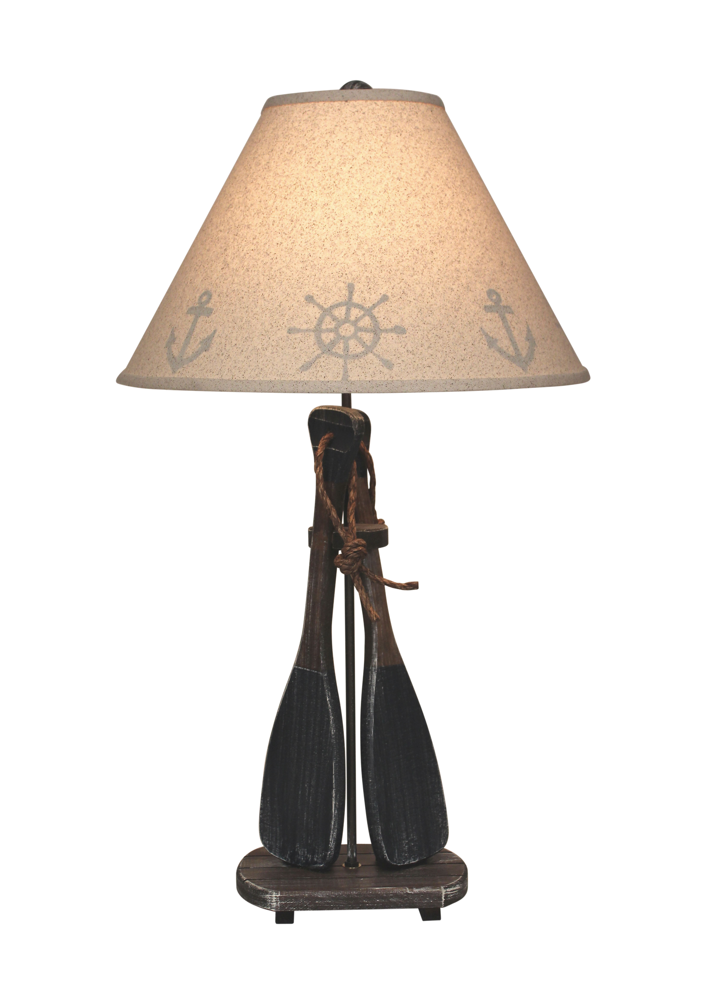 Walnut/Navy 2-Paddles w/Rope Handles Table Lamp - Coast Lamp Shop
