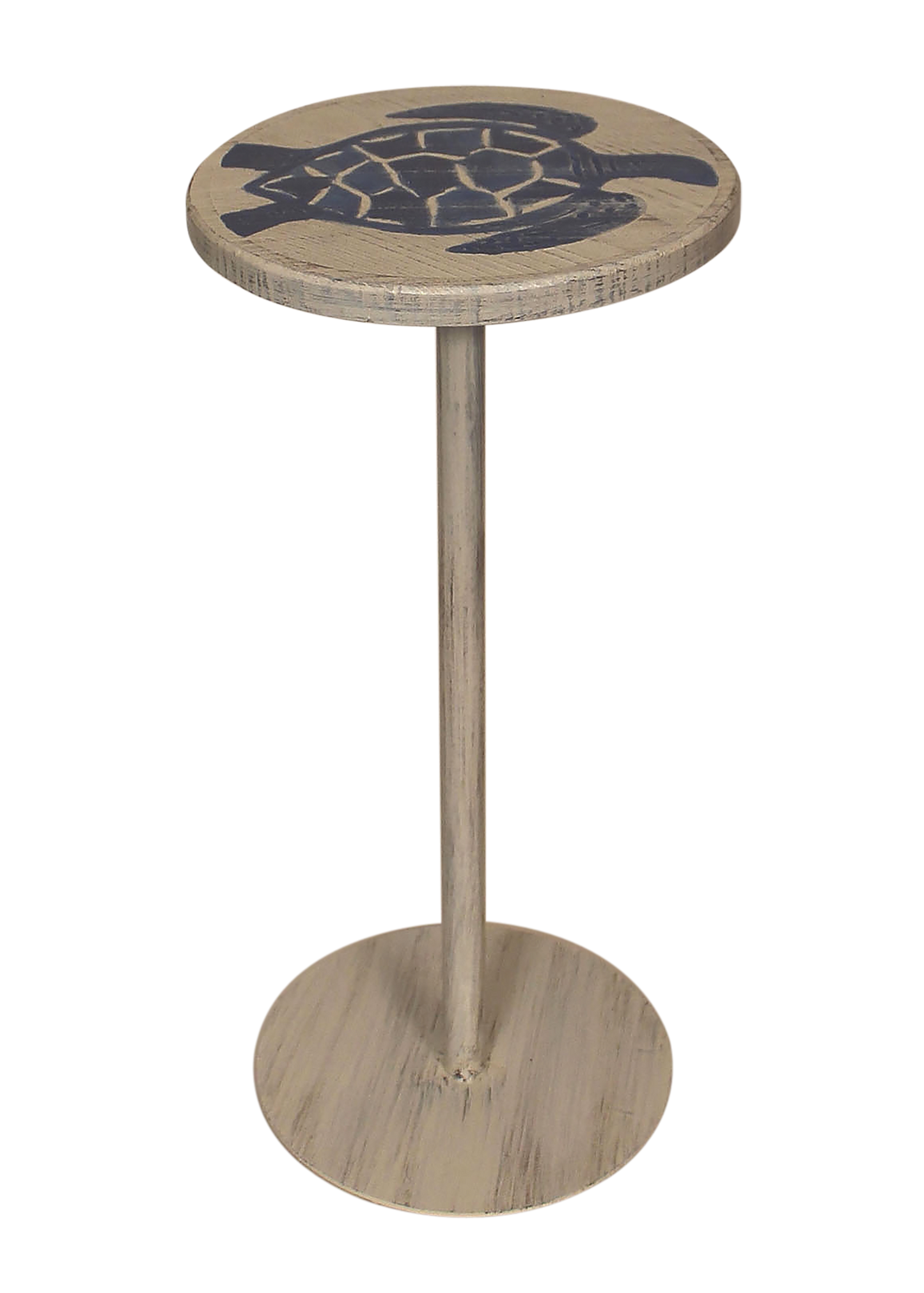 Round Wood Top w/Turtle Accent Drink Table