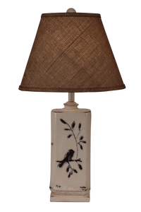 Distressed Nude Rectangle Birds on a Branch Table lamp - Coast Lamp Shop